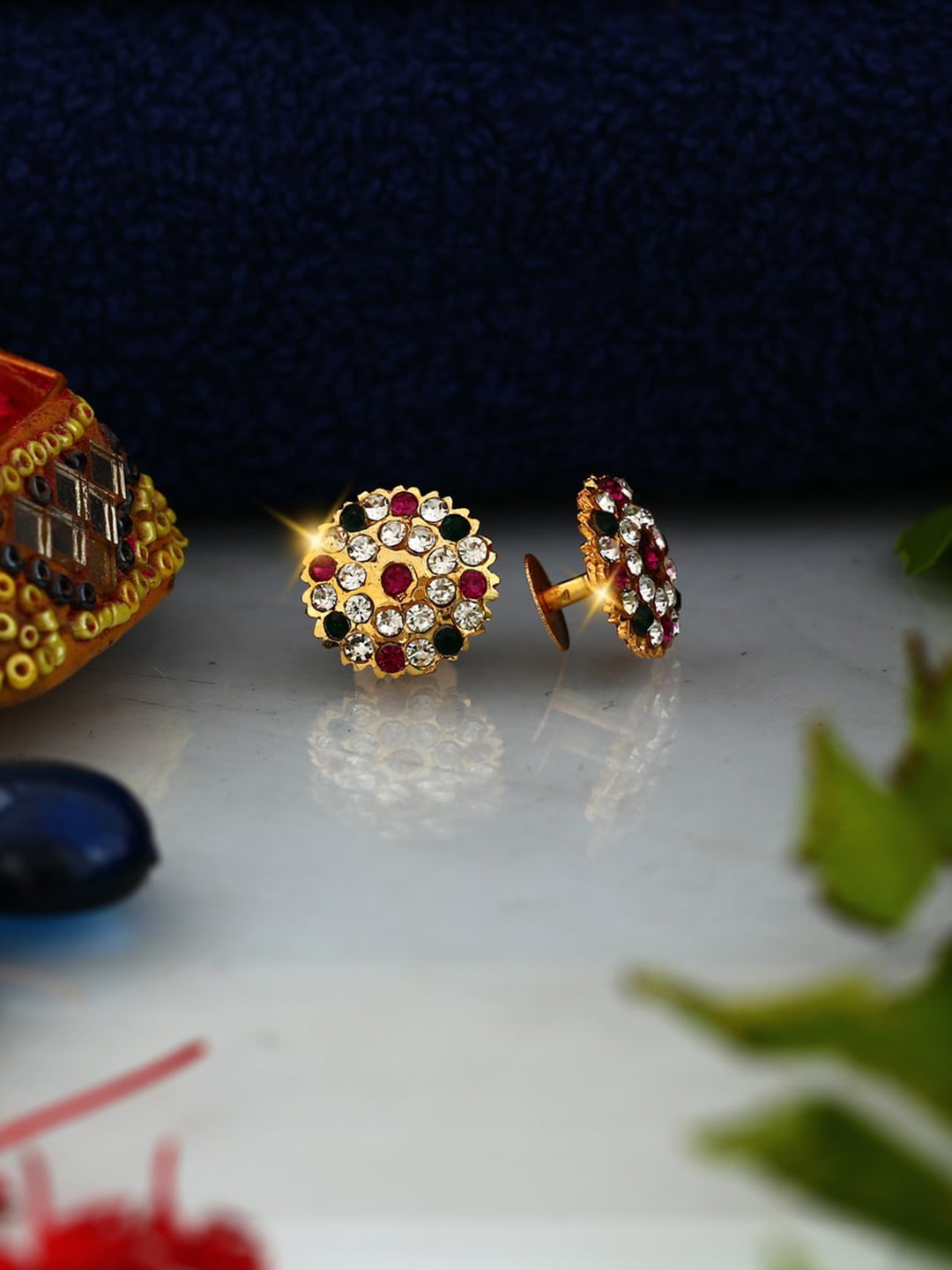 

Vighnaharta Gold-Plated Floral Studs Earrings