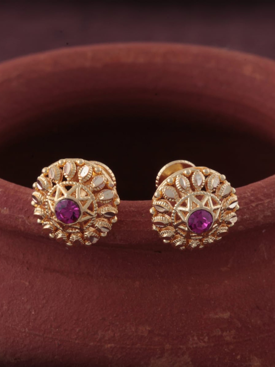 

Vighnaharta Gold-Plated Floral Studs Earrings