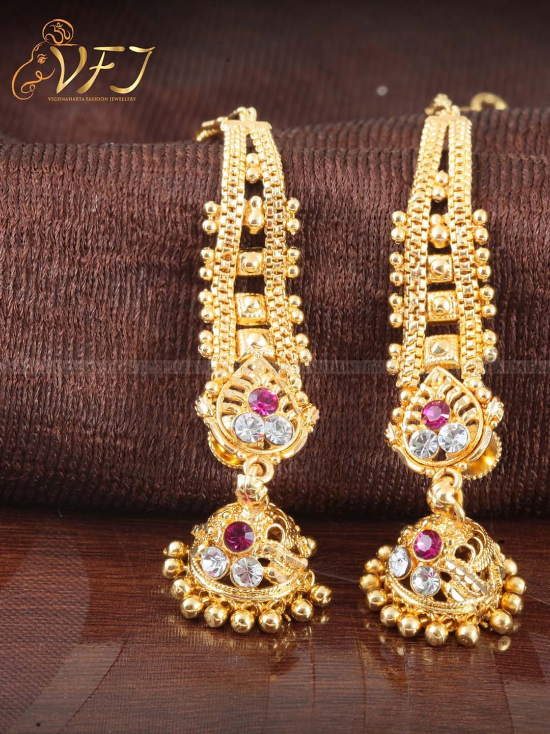 

Vighnaharta Gold-Plated Floral Jhumkas Earrings