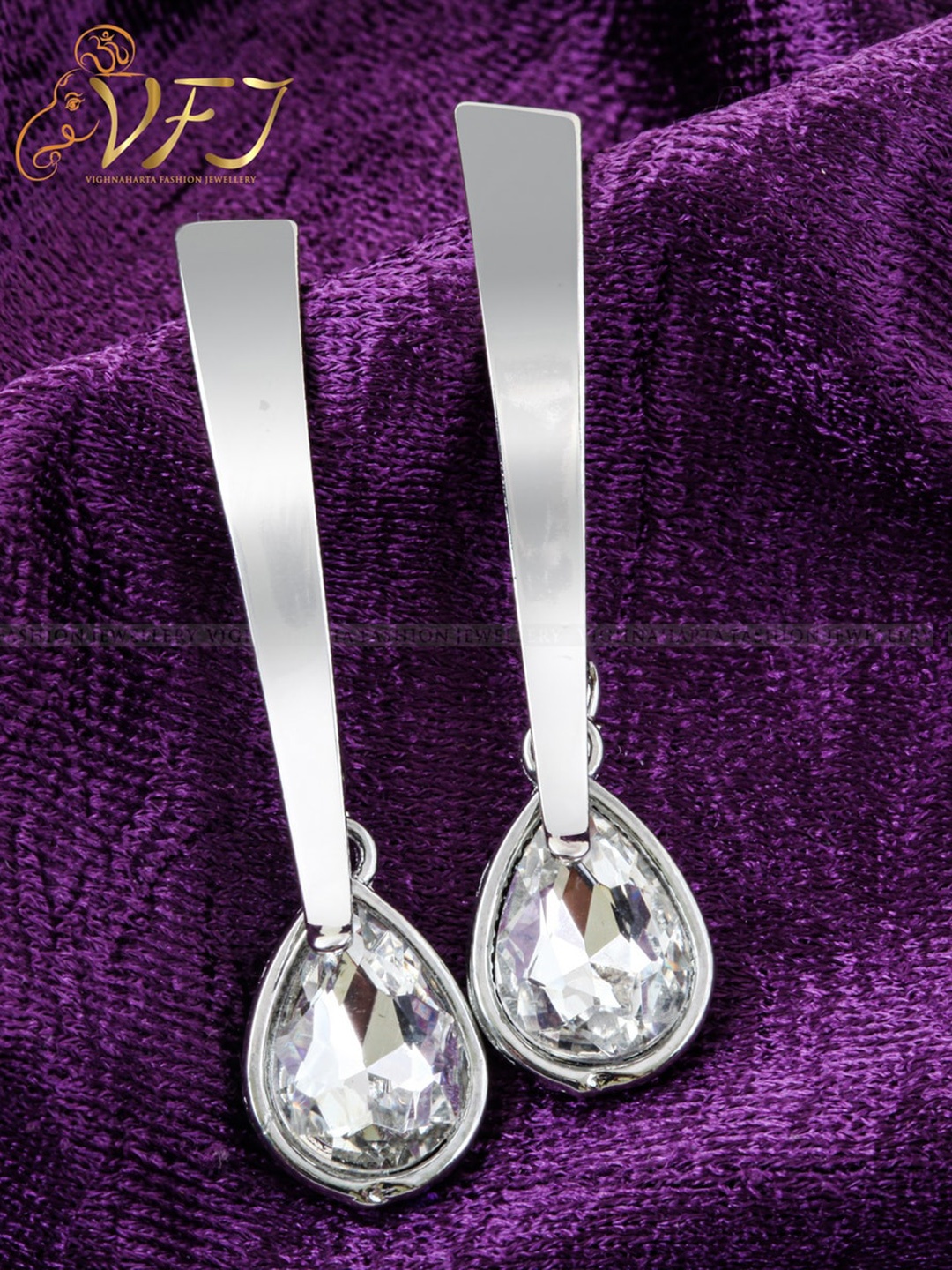 

Vighnaharta Silver-Plated Floral Drop Earrings