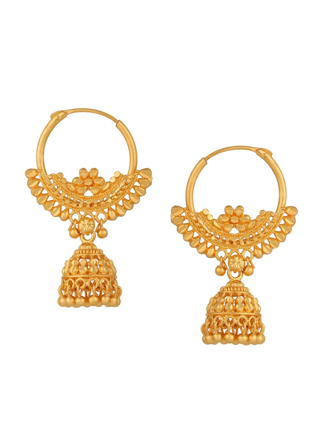 

Vighnaharta Gold-Plated Floral Jhumkas Earrings