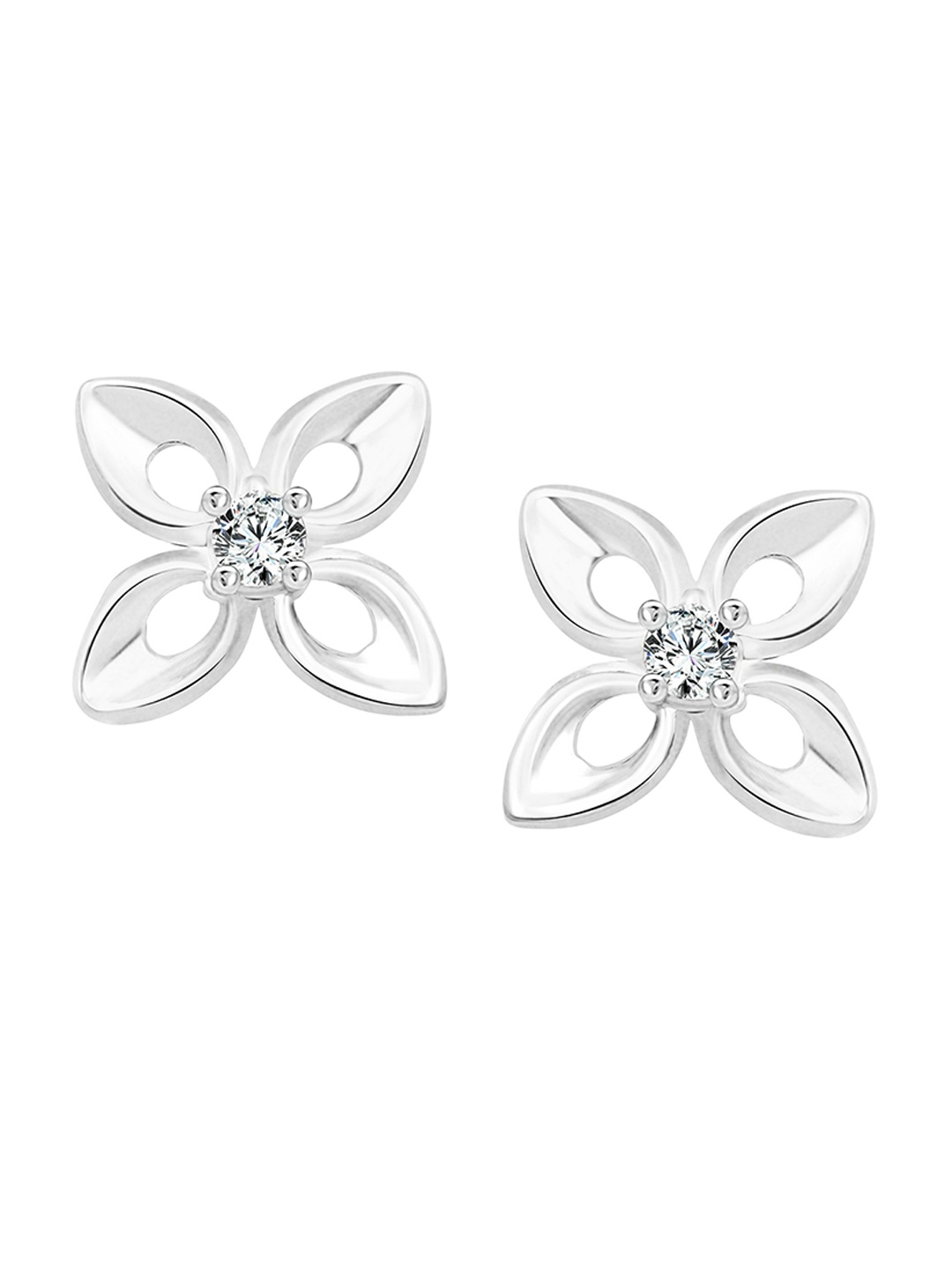 

Vighnaharta Rhodium-Plated Floral Studs Earrings, Silver