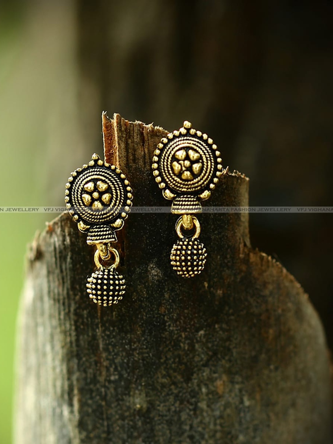 

Vighnaharta Gold-Plated Floral Drop Earrings
