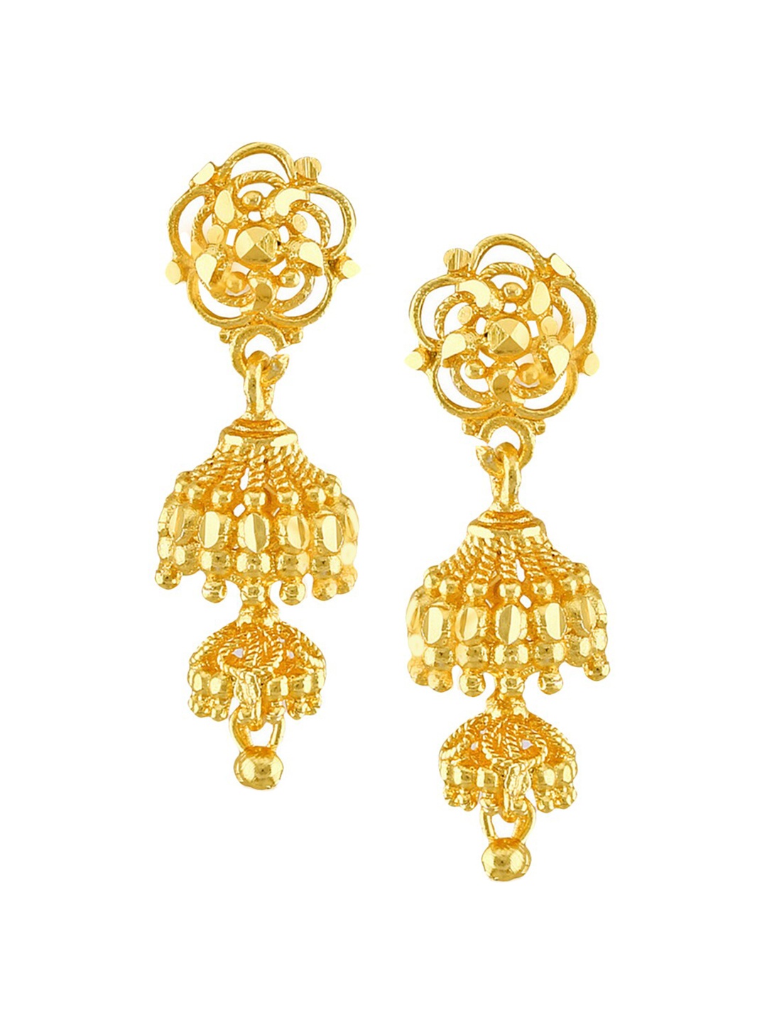 

Vighnaharta Gold-Plated Floral Jhumkas