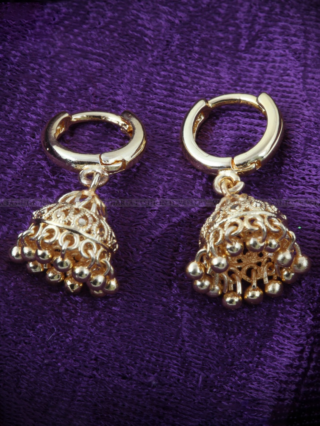 

Vighnaharta Gold-Plated Dome Shaped Jhumkas