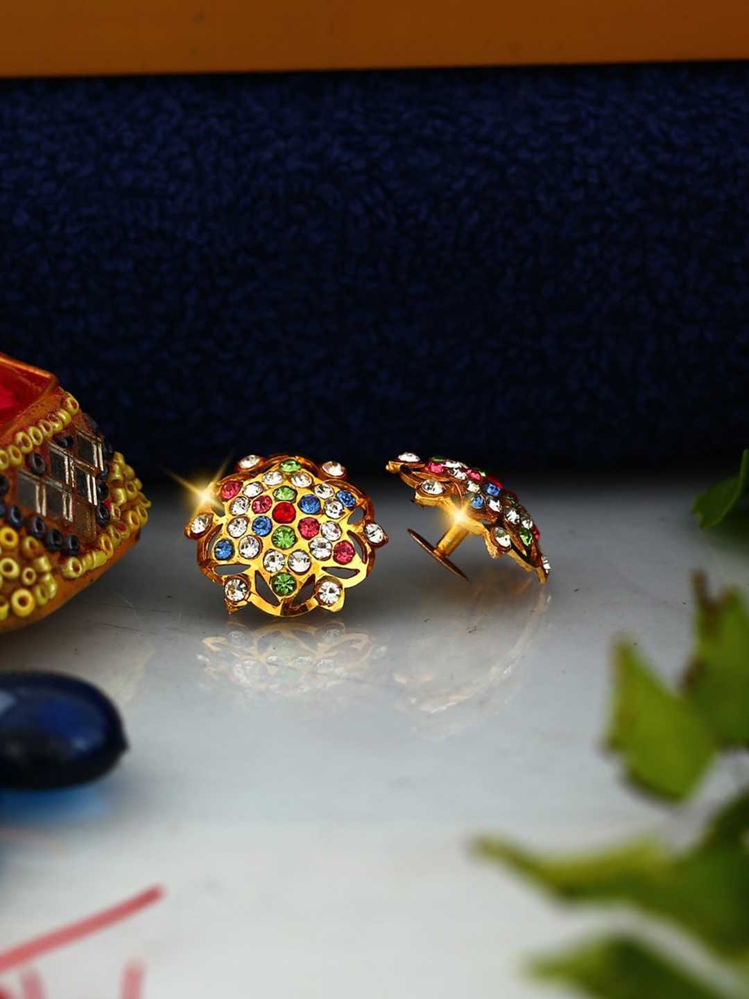 

Vighnaharta Gold-Plated Floral Studs Earrings