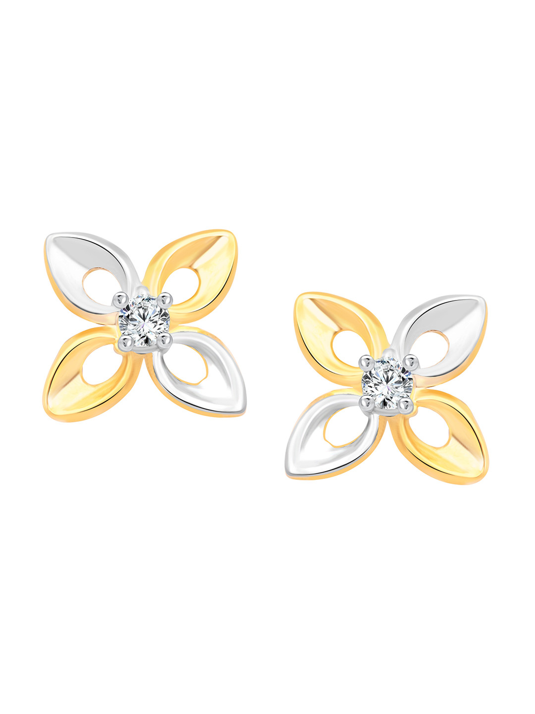 

Vighnaharta Gold-Silver-Plated Floral CZ Studded Studs Earrings