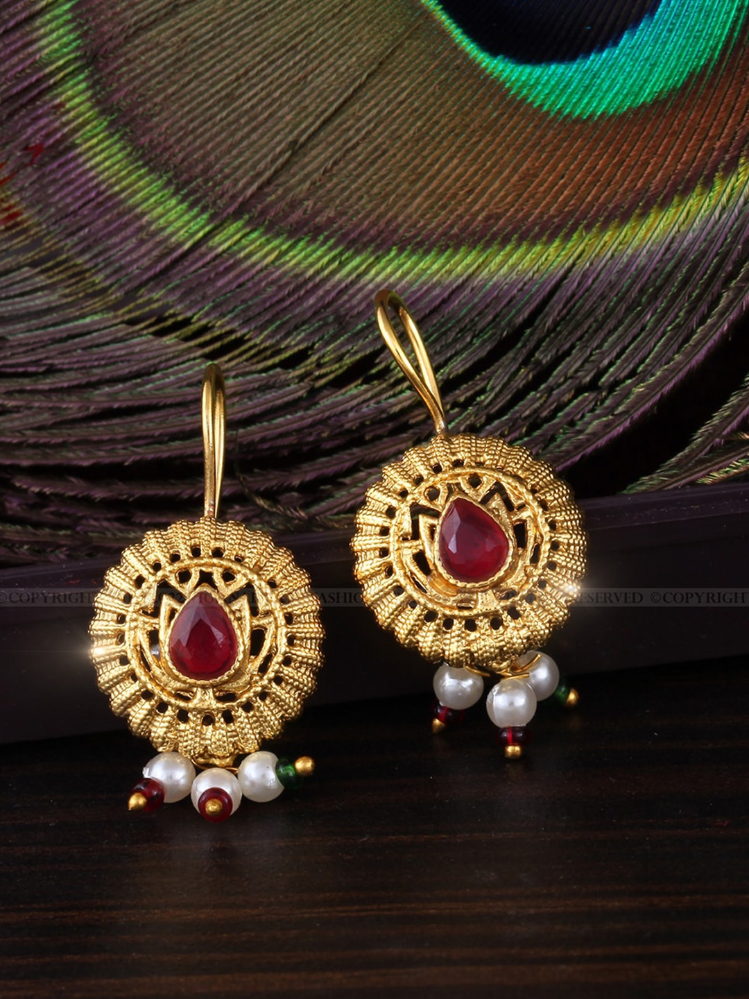 

Vighnaharta Gold-Plated Contemporary Drop Earrings