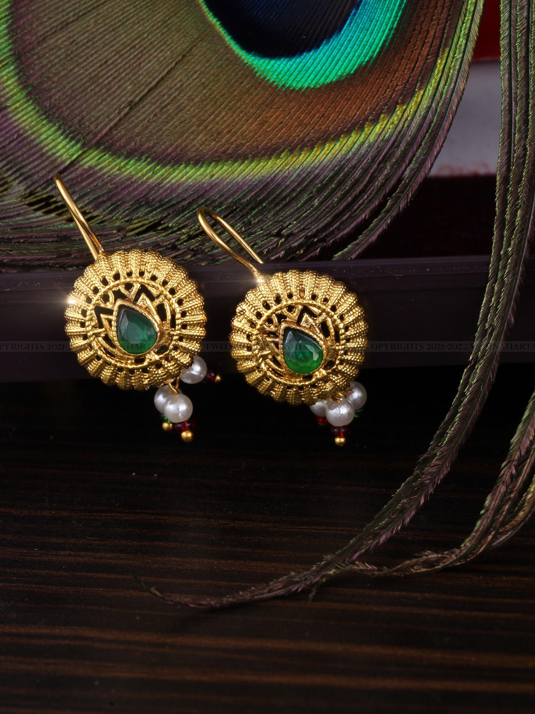 Vighnaharta Gold-Plated Contemporary Drop Earrings