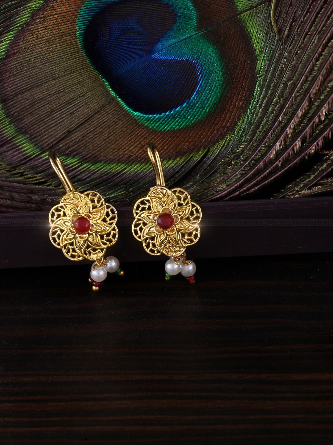 

Vighnaharta Gold-Plated Contemporary Drop Earrings