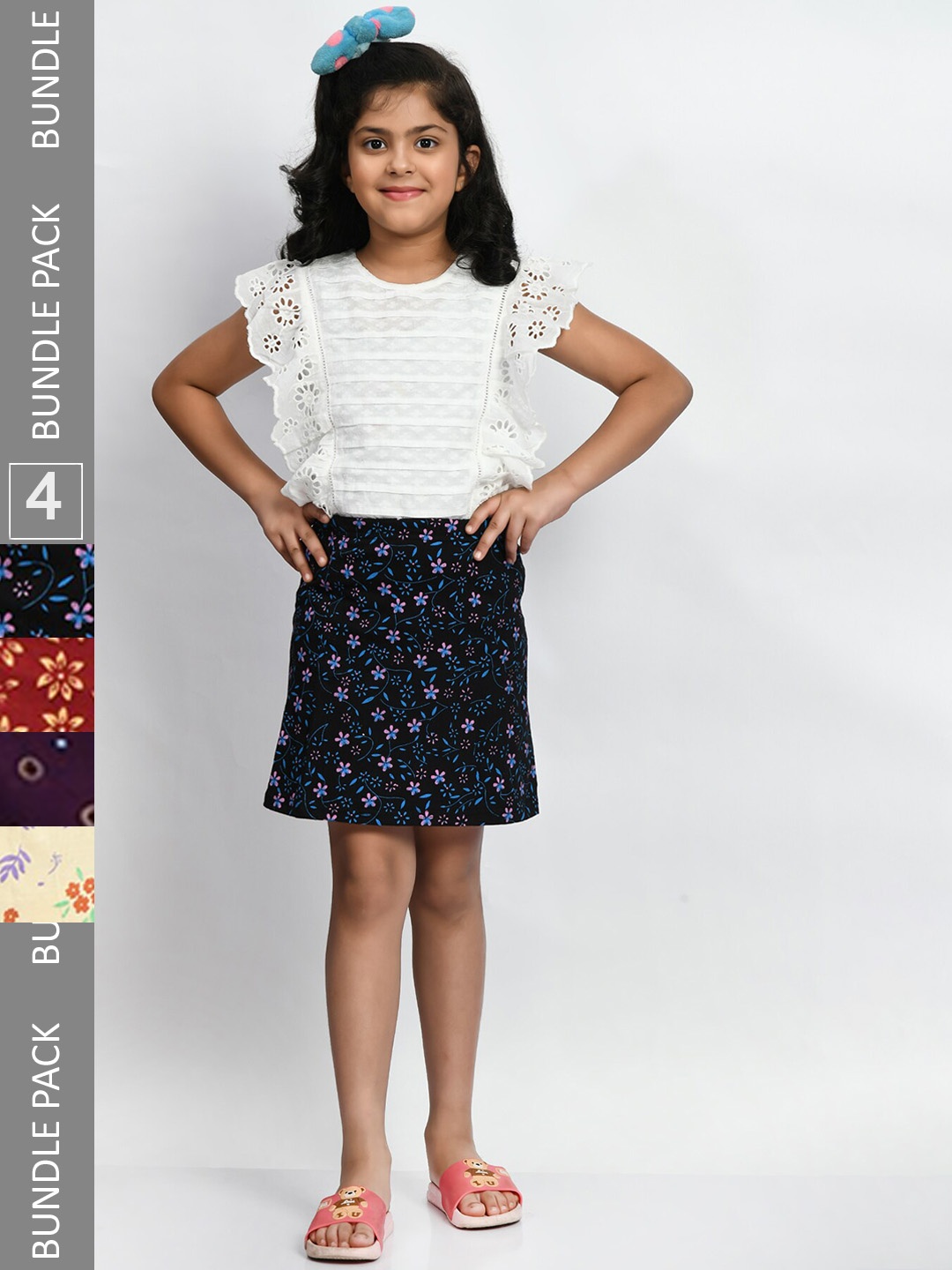 

BAESD Girls Pack Of 4 Mini A-Line Pure Cotton Skirts, Black