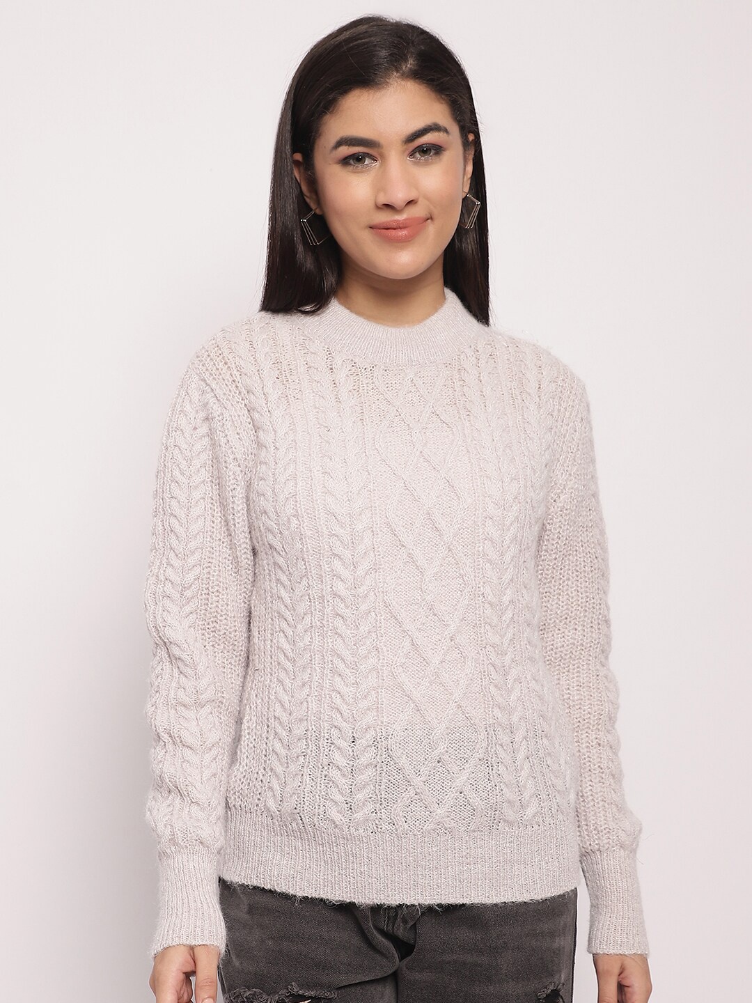 

NoBarr Cable Knit Acrylic Pullover, Grey