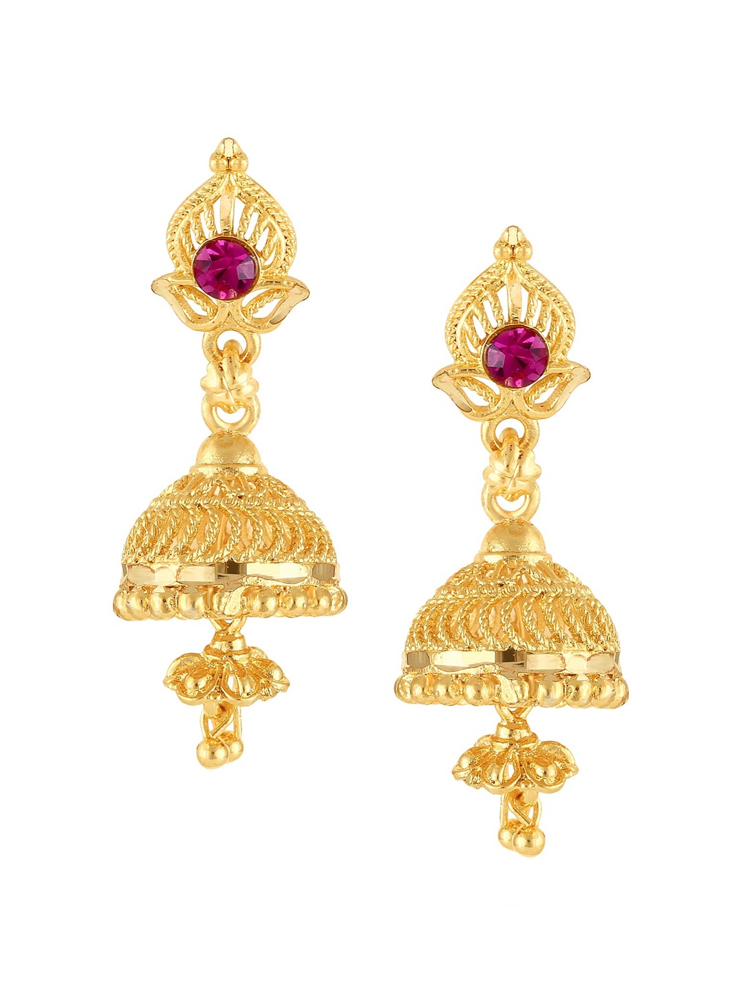 

Vighnaharta Gold-Plated Floral Jhumkas Earrings
