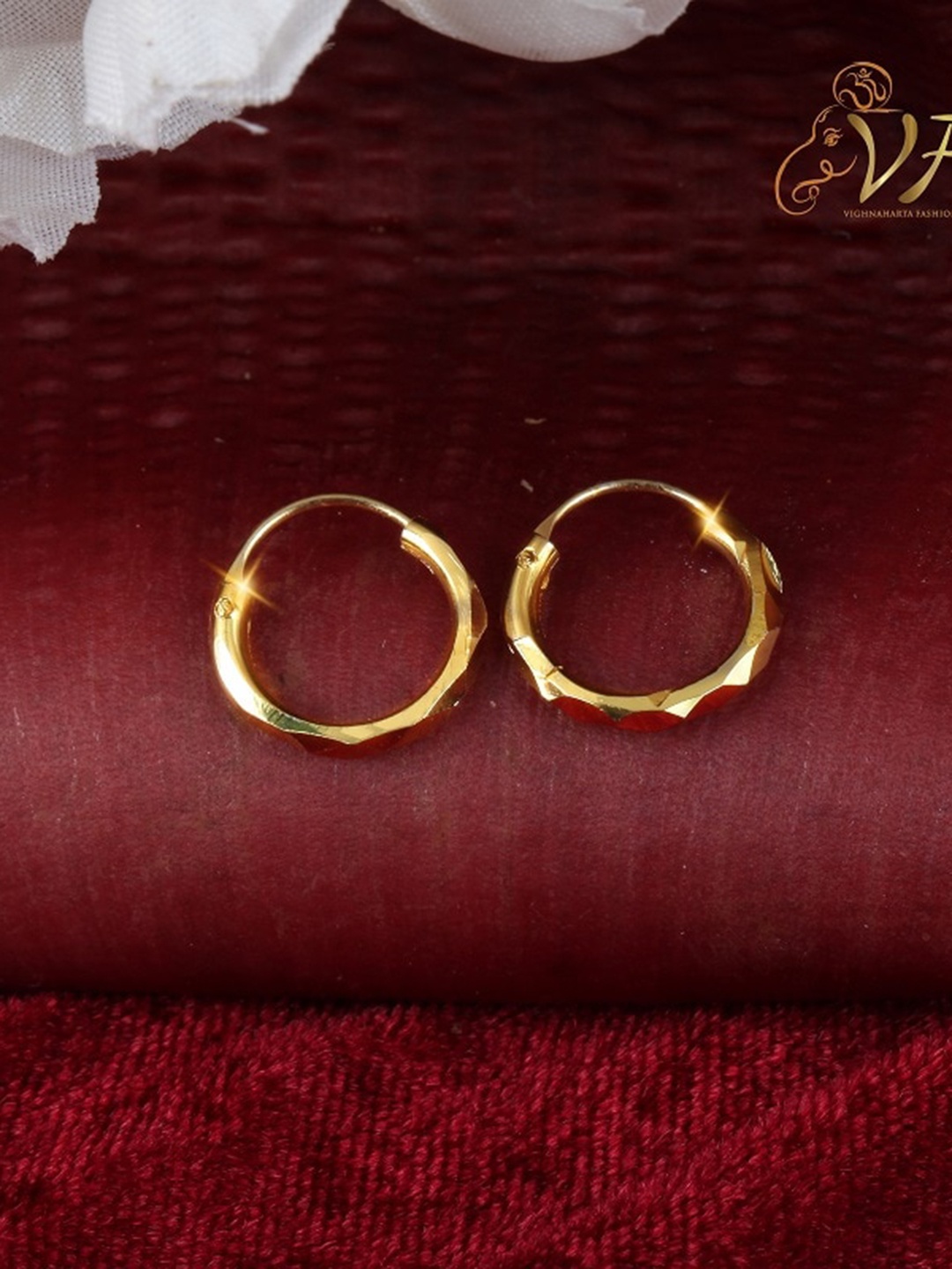 

Vighnaharta Gold-Plated Floral Hoop Earrings