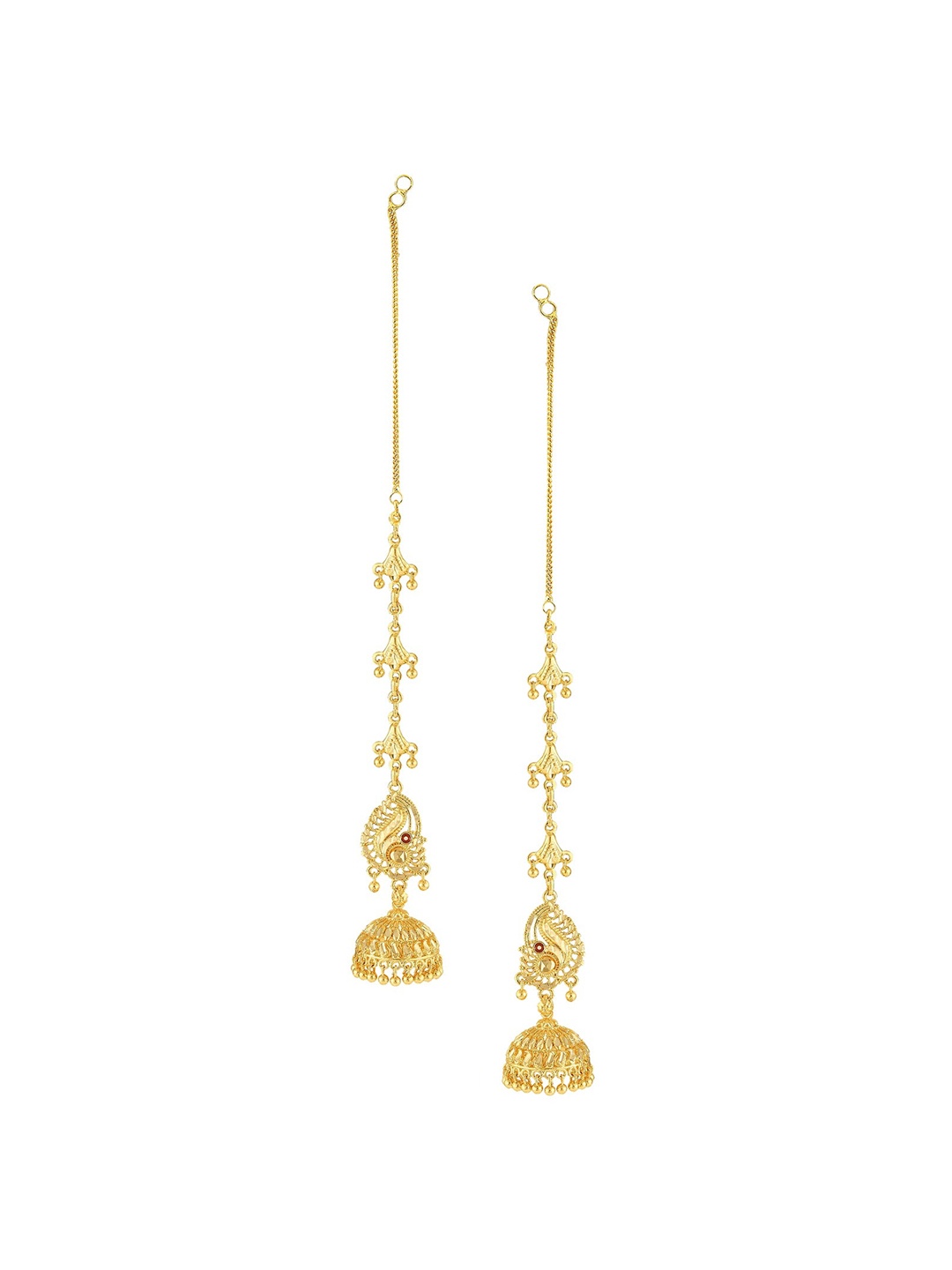 Vighnaharta Gold-Plated Floral Jhumkas Earrings