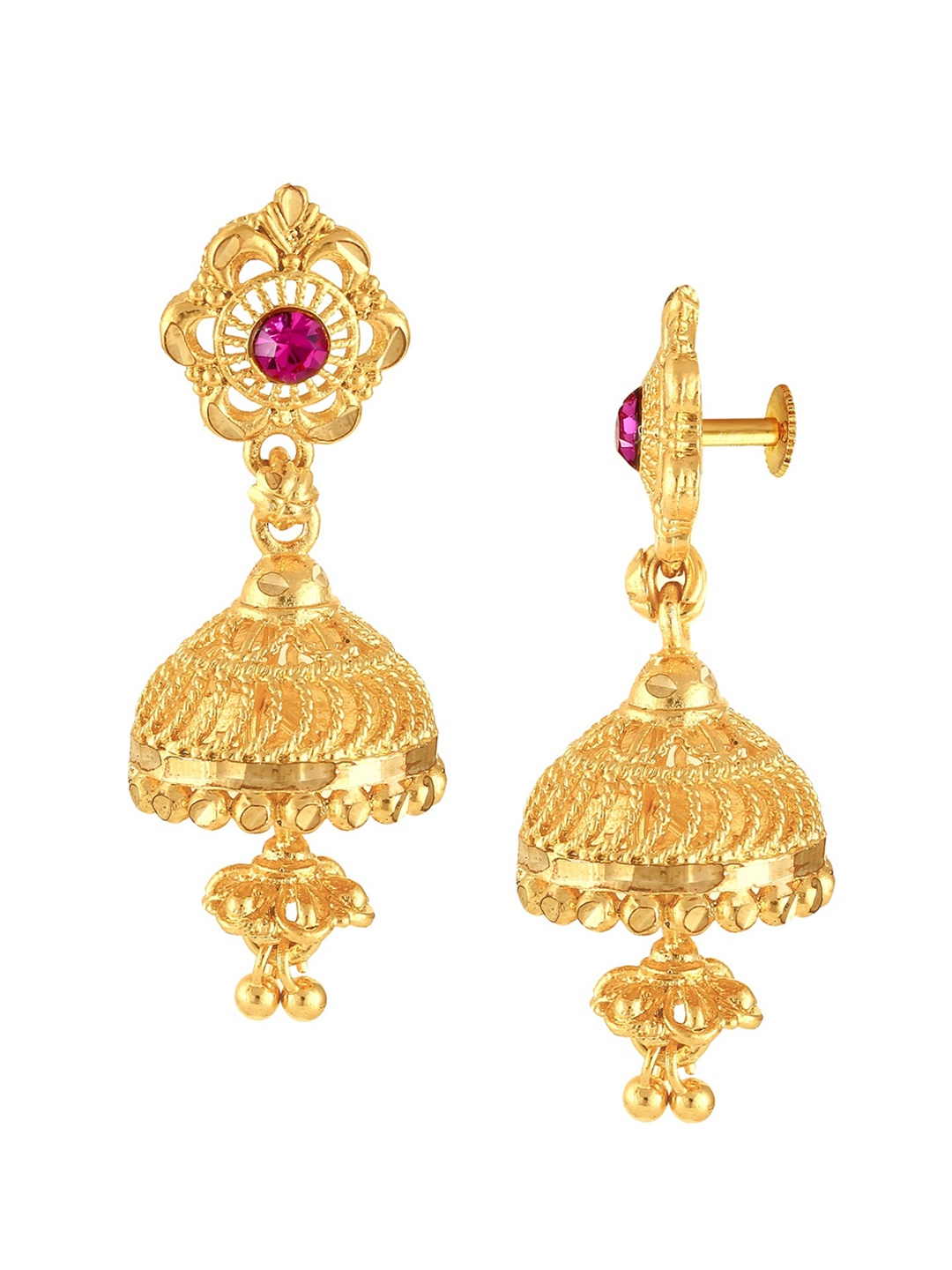

Vighnaharta Gold-Plated Floral Jhumkas Earrings