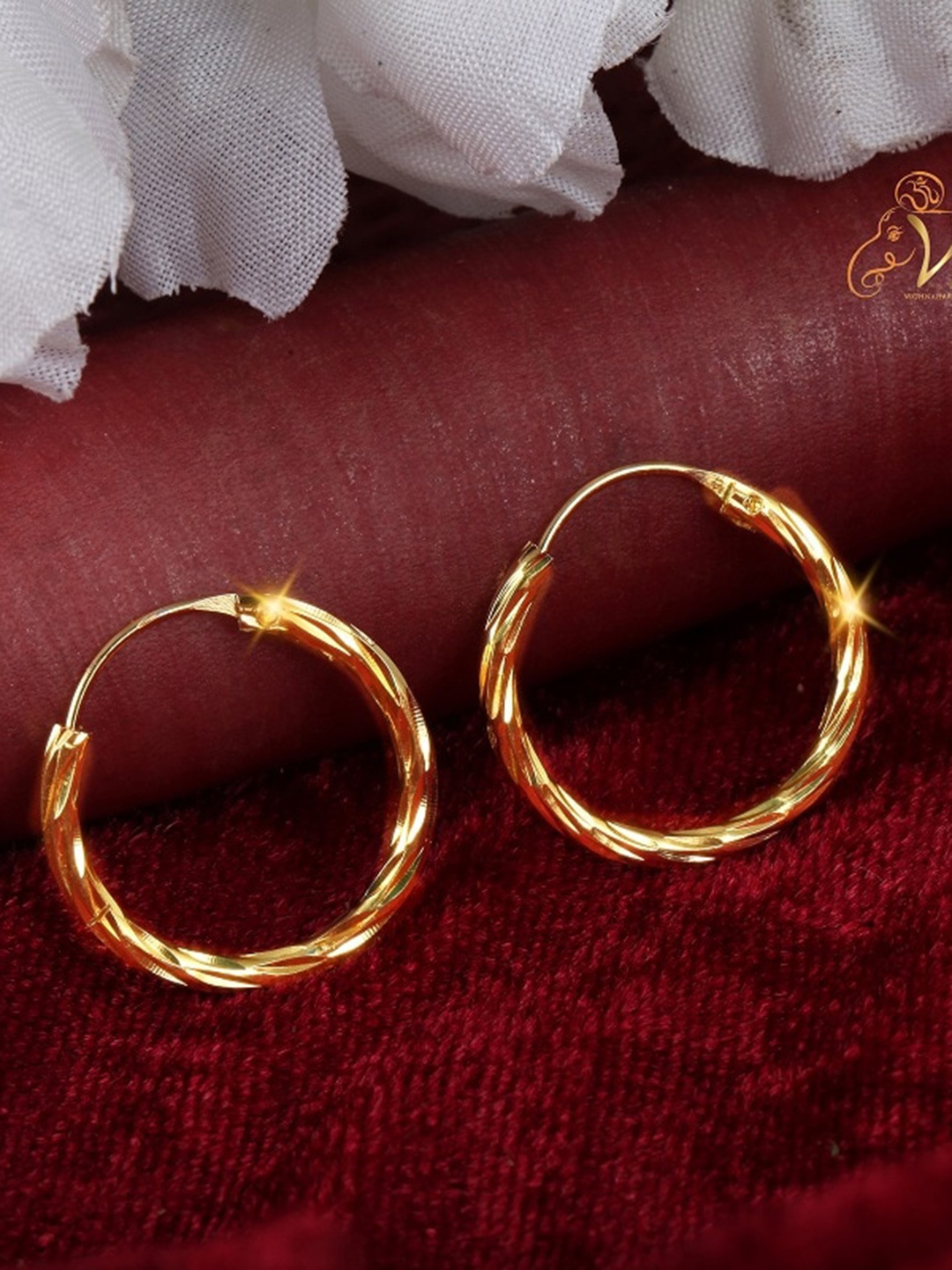 

Vighnaharta Gold-Plated Floral Hoop Earrings