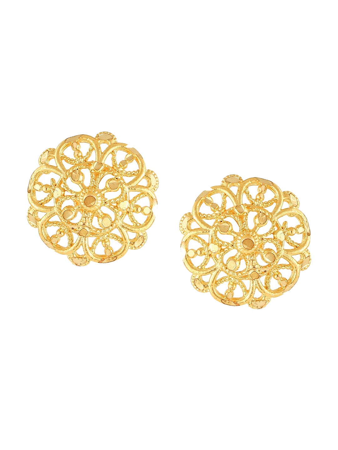 Vighnaharta Gold-Plated Floral Studs Earrings