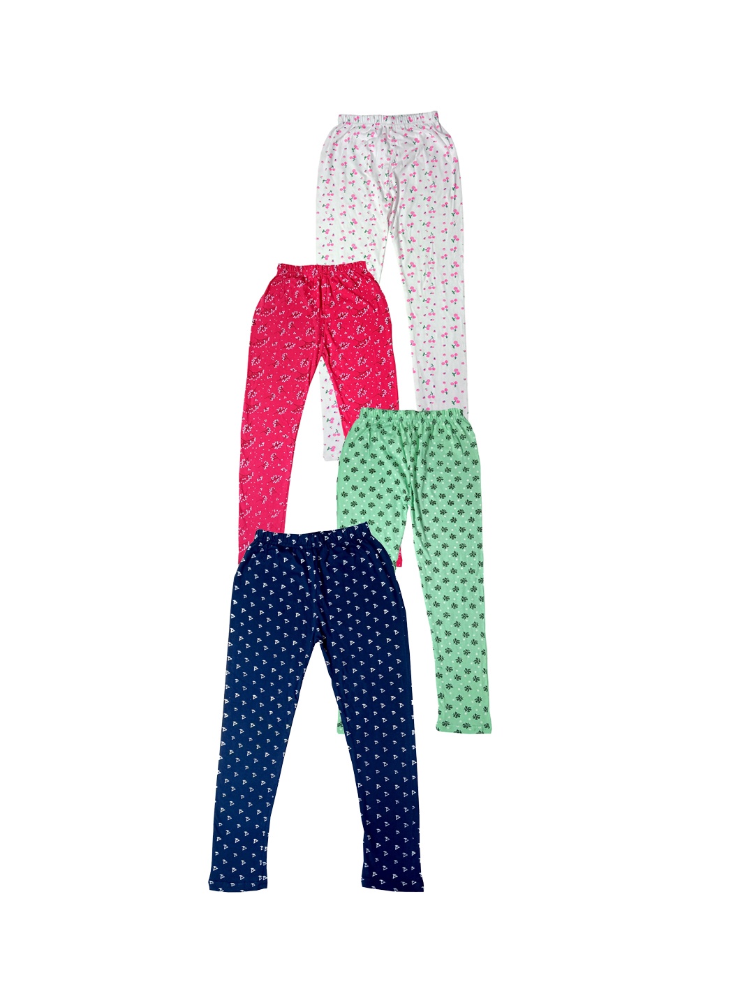 

IndiWeaves Girls Pack Of 4 Printed Skin Friendly Pure Cotton Ankle Length Legging, Navy blue
