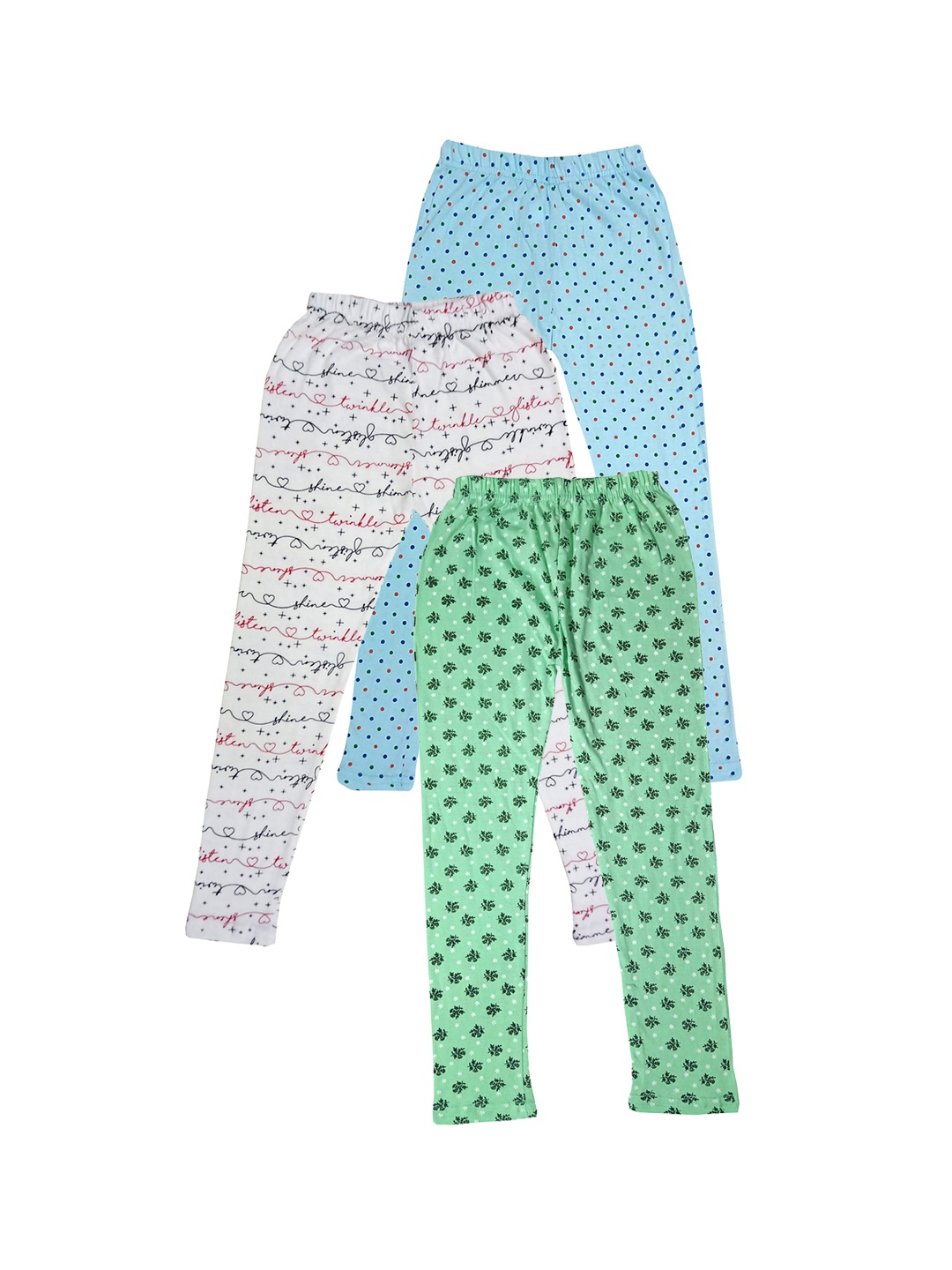

IndiWeaves Girls Pack Of 3 Printed Skin friendly Pure Cotton Ankle Length Leggings, White
