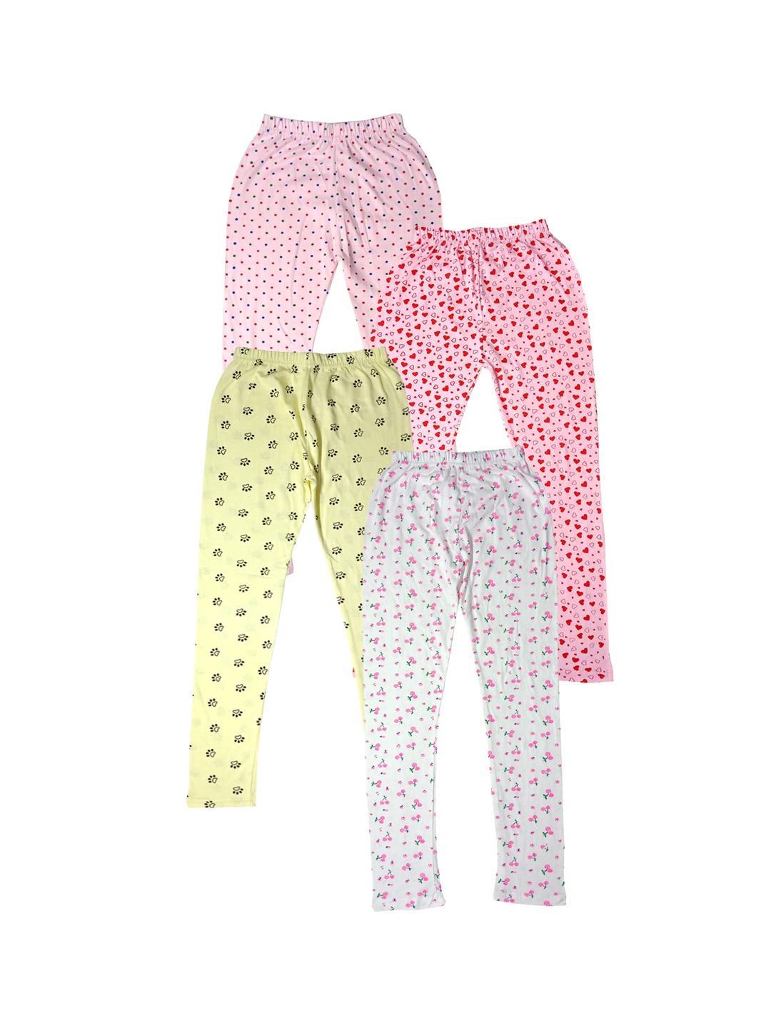 

IndiWeaves Pack Of 4 Printed Pure Cotton Ankle Length Leggings, White