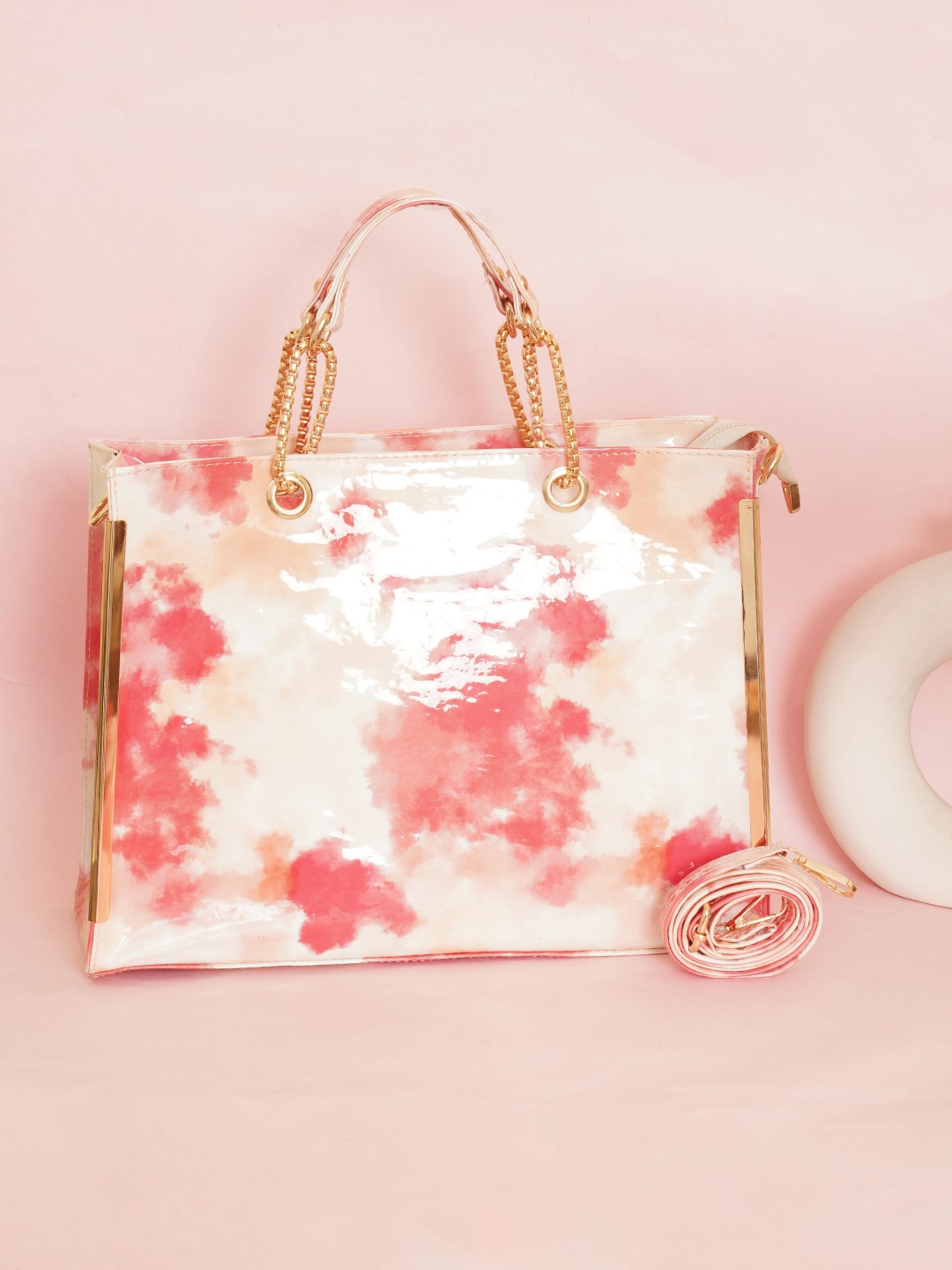 

FABBHUE Dyed Structured Handheld Bag, Red