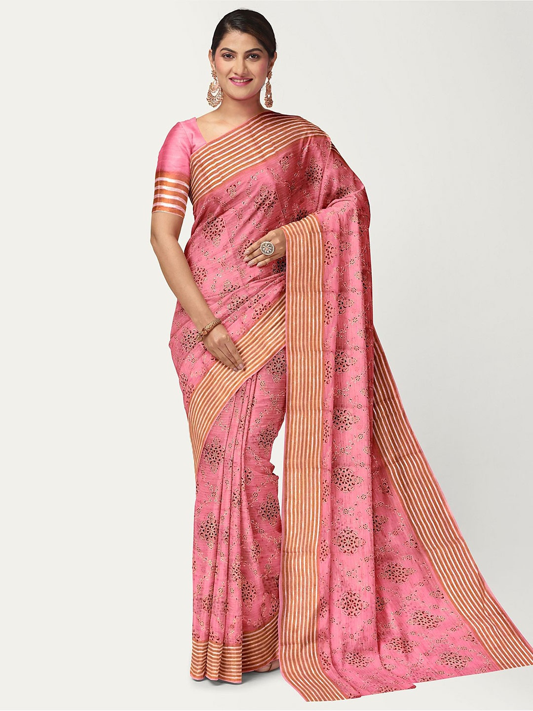 

SIRIL Floral Printed Saree, Pink