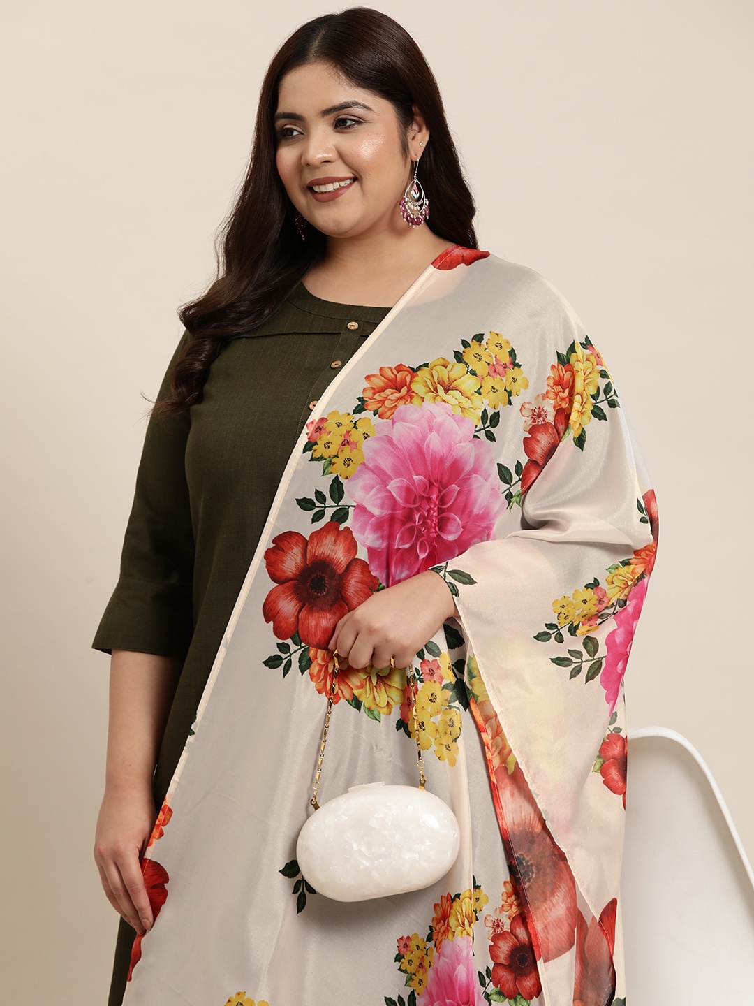 

Sztori Printed Organza Dupatta, Off white