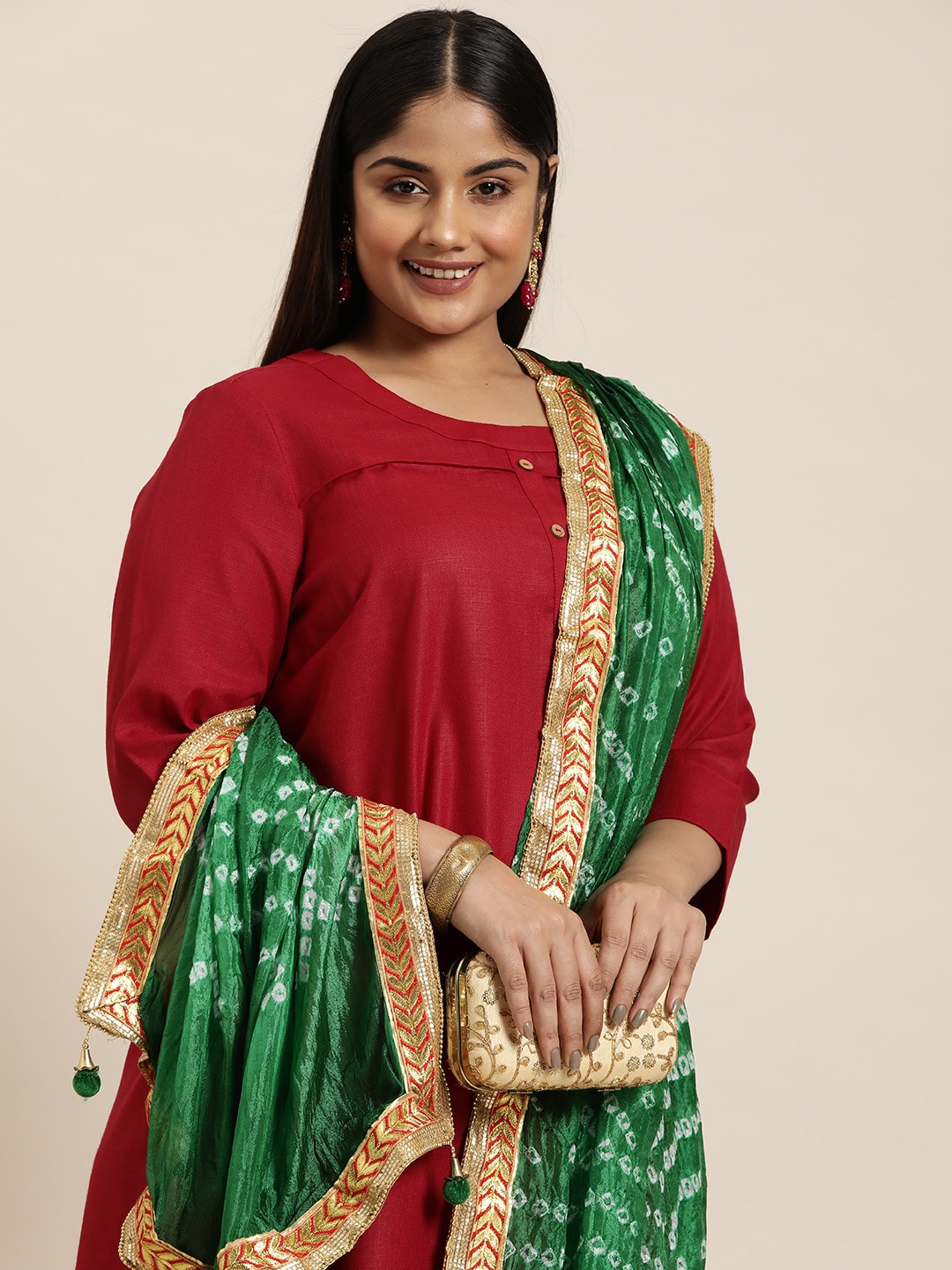

Sztori Bandhani Dyed Dupatta, Green