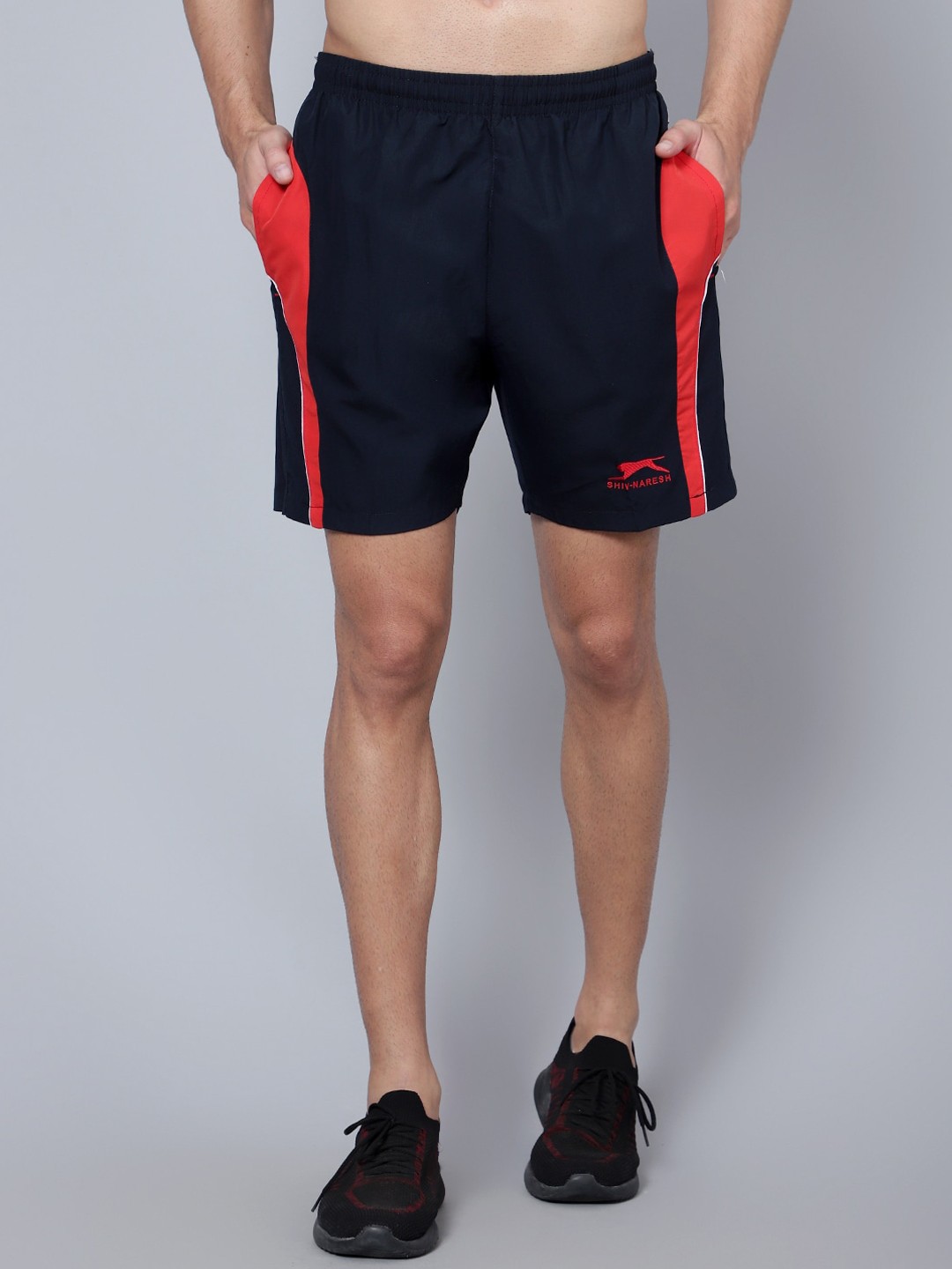 

Shiv Naresh Men Colourblocked Running Sports Shorts, Navy blue