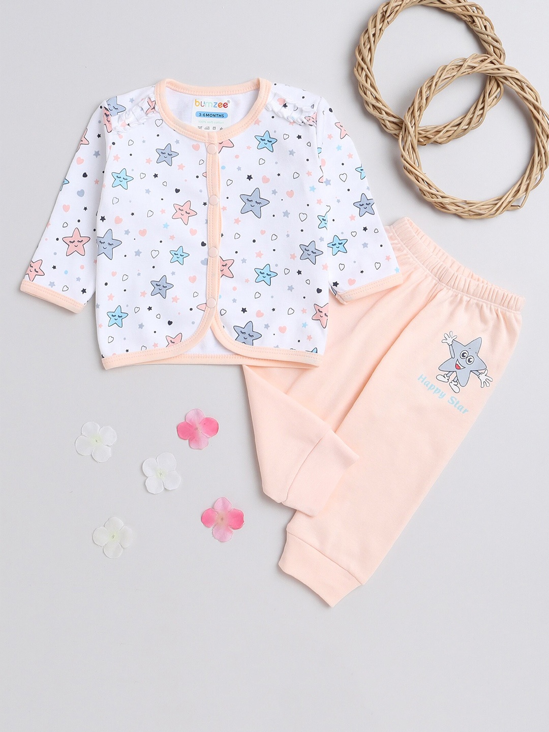 

BUMZEE Infant Girls Printed Pure Cotton Shirt With Pyjamas, White