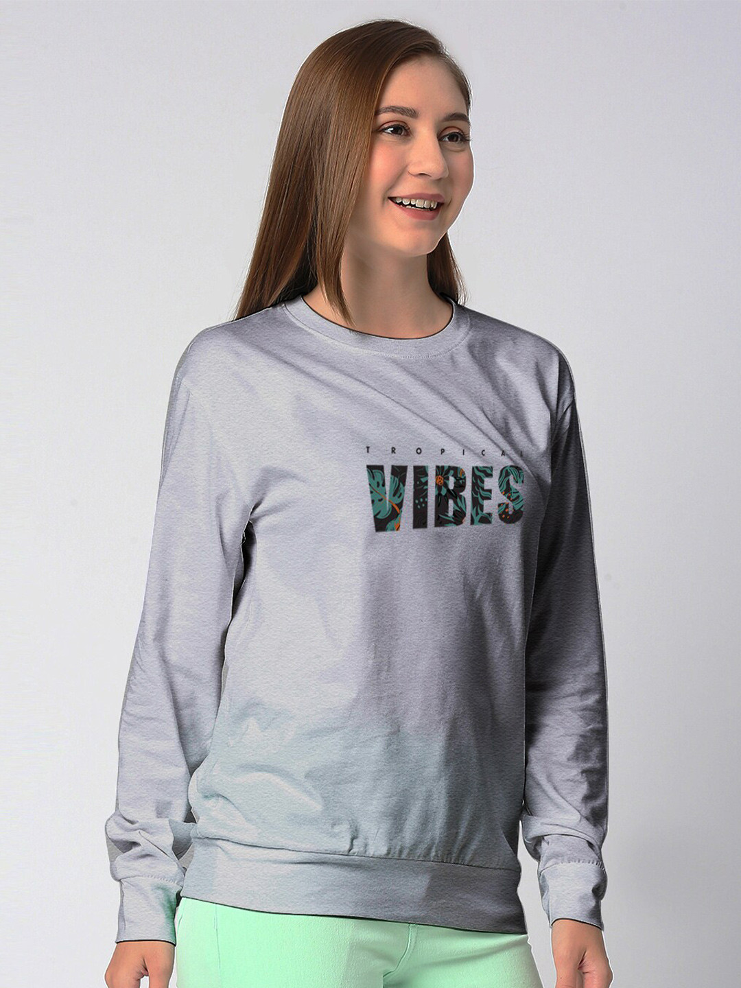 

STATUS MANTRA Typography Printed Long Sleeves Pure Cotton T-shirts, Grey