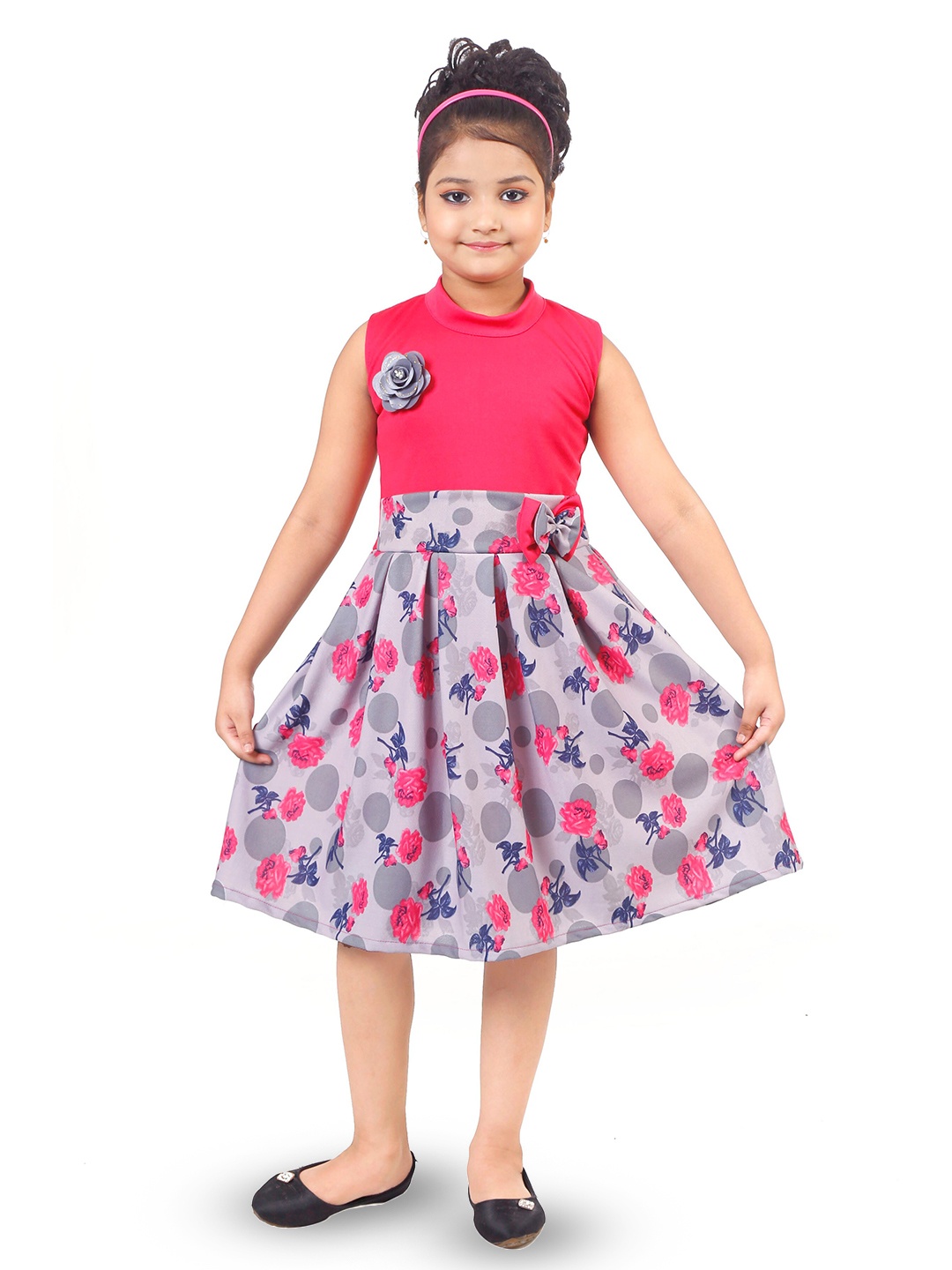 

CELEBRITY CLUB Girls Floral Printed Pleated Fit & Flare Dress, Pink