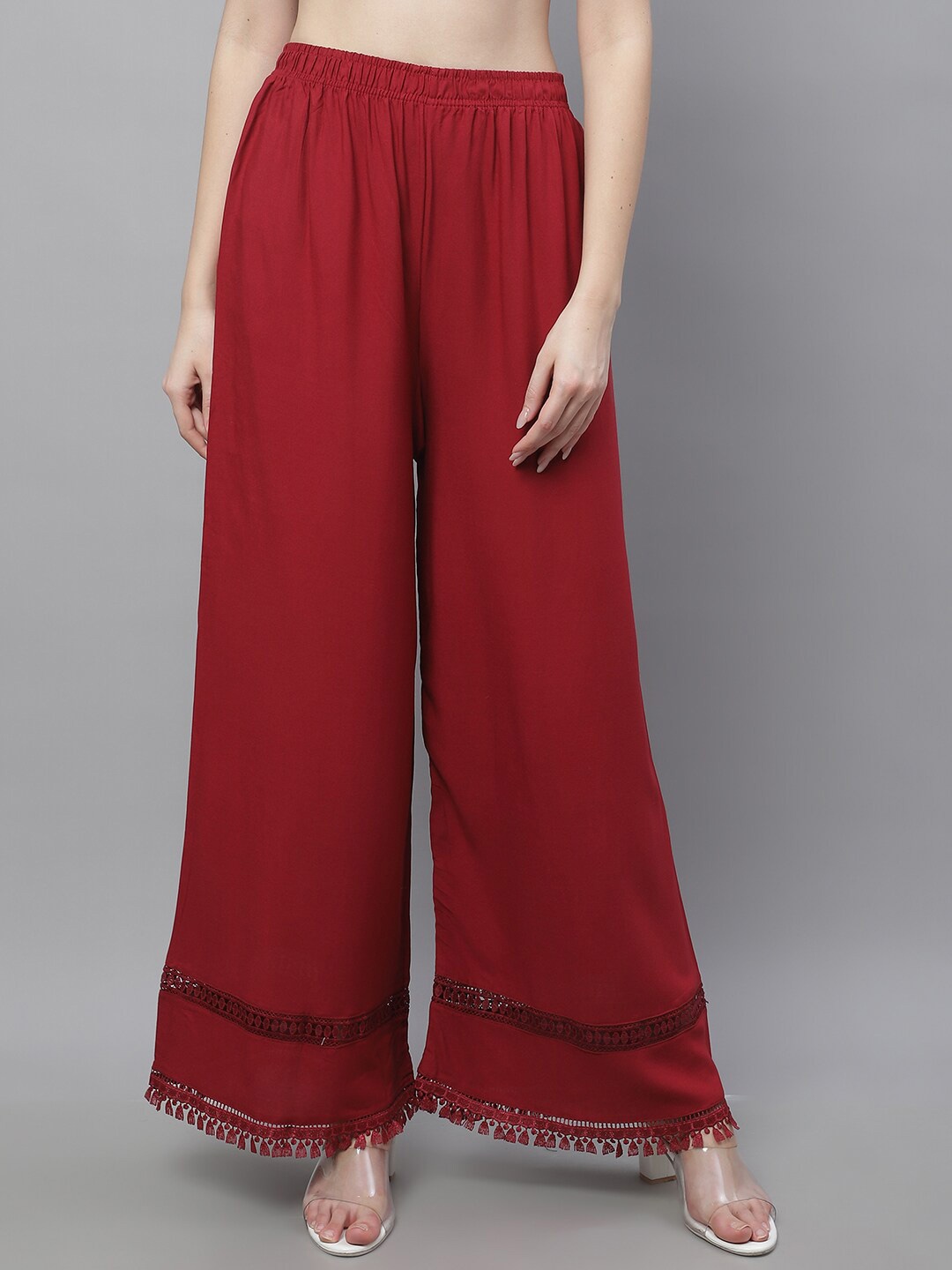 

TAG 7 Women Hem Design Flared Ethnic Palazzos, Maroon