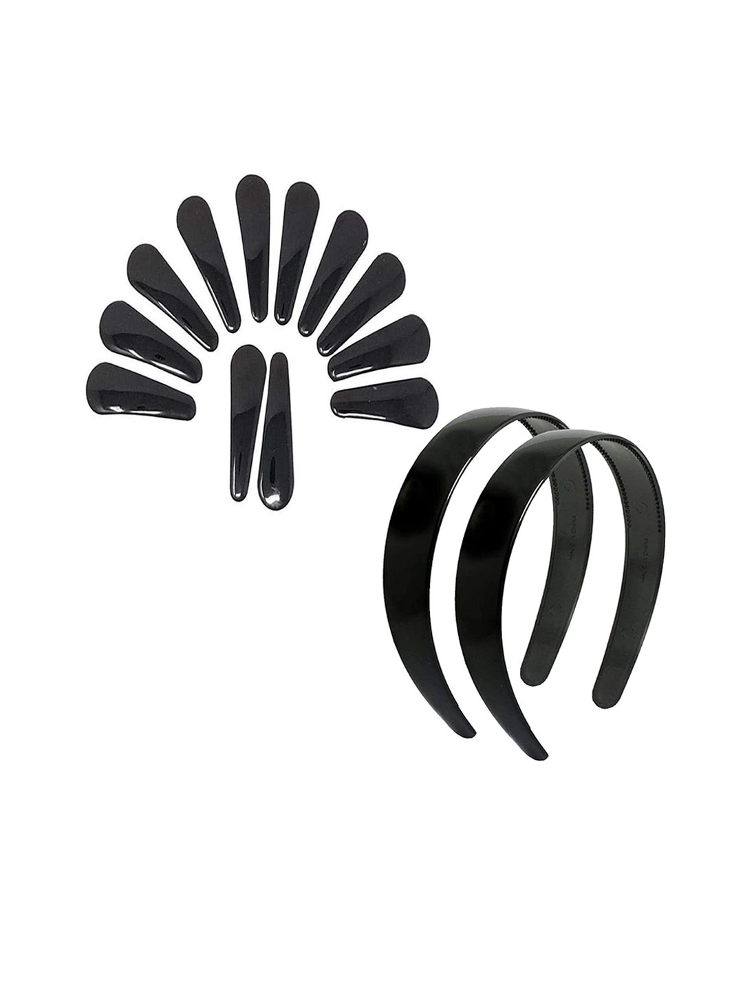

CHRONEX Set of 12 Tic Tac Hair Clips with Plain Hair Bands, Black