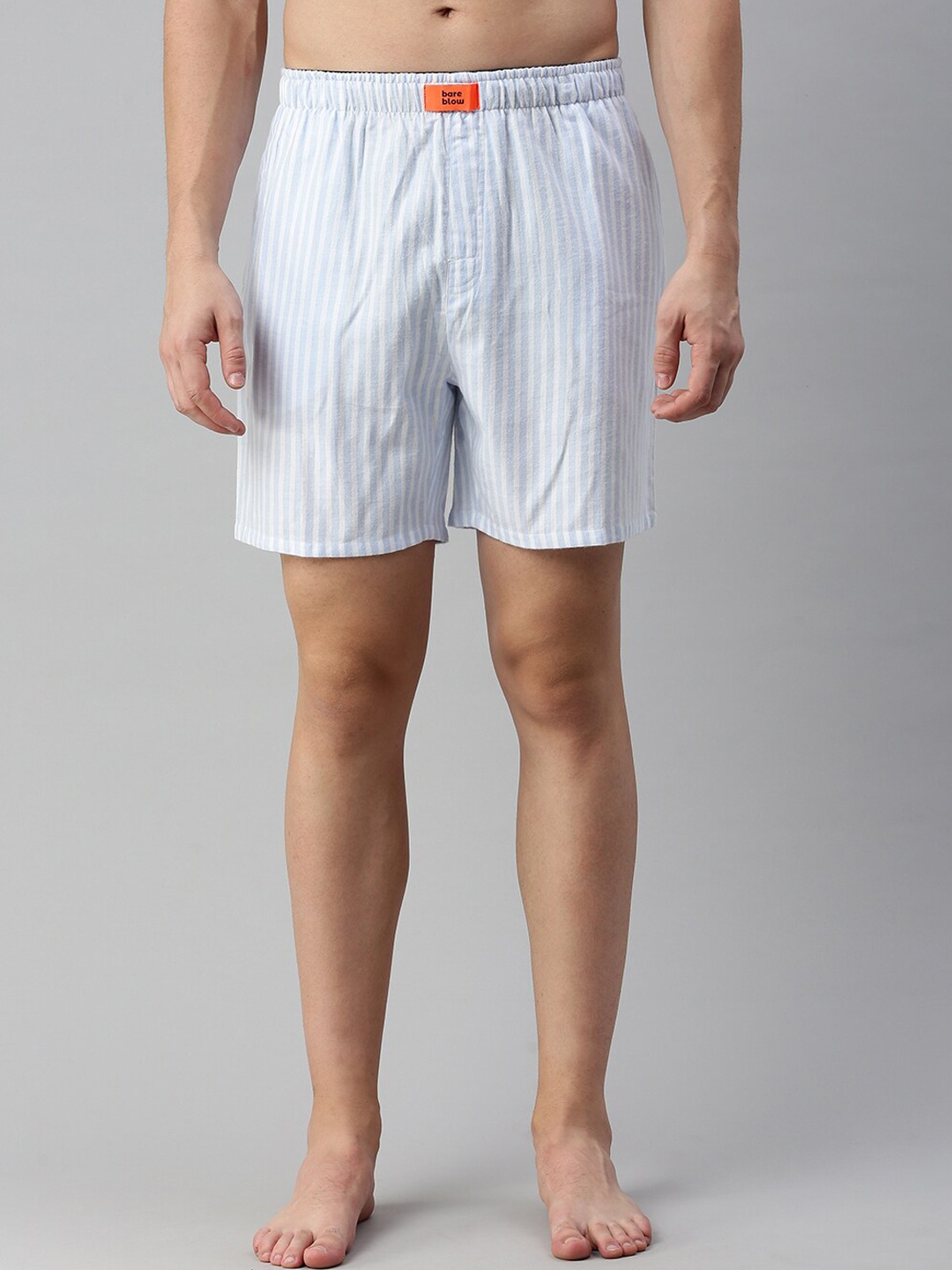 

Bareblow Men Striped Pure Cotton Boxers, White