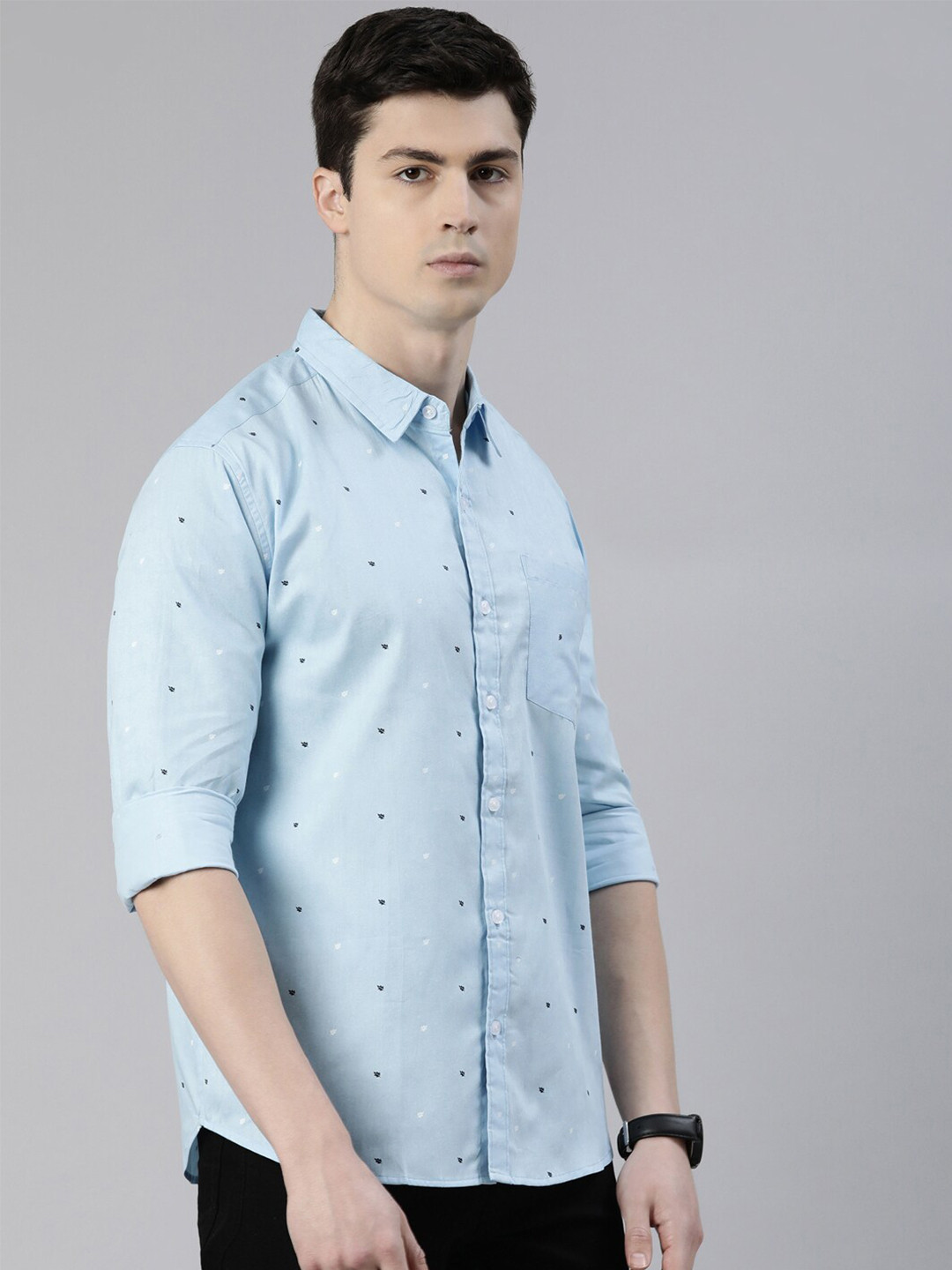 

Metronaut Slim Fit Floral Printed Casual Pure Cotton Shirt, Blue