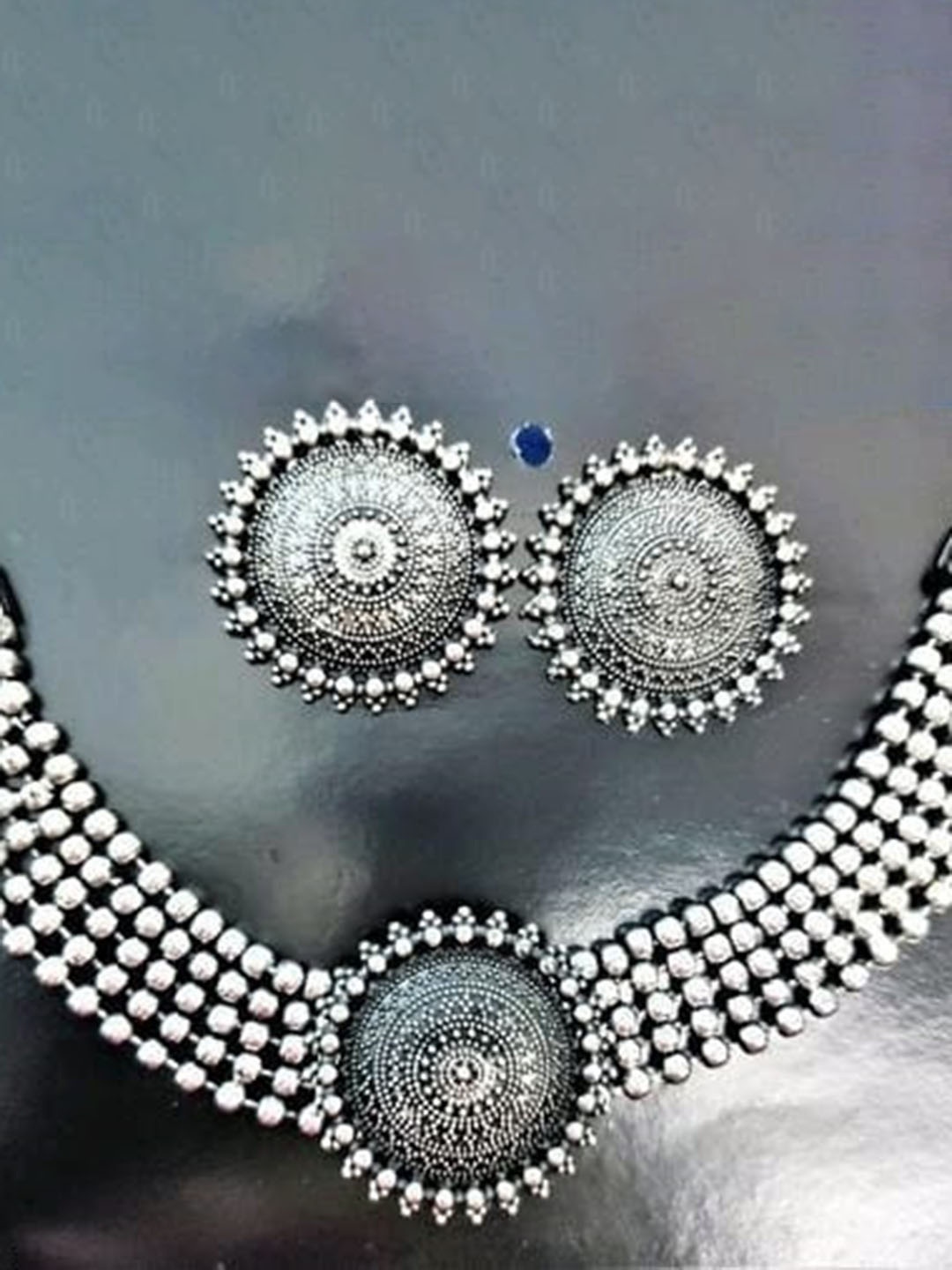 

Samridhi DC Silver-Plated Artificial Beaded Necklace & Earrings