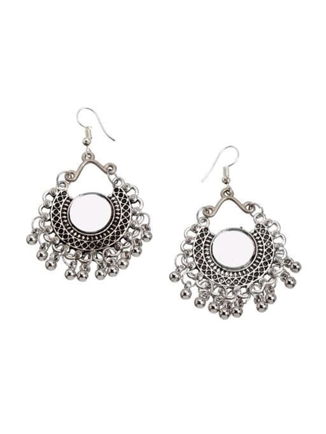

Samridhi DC Silver-Plated Mirror-Studded Detailed & Beaded Jewellery Set