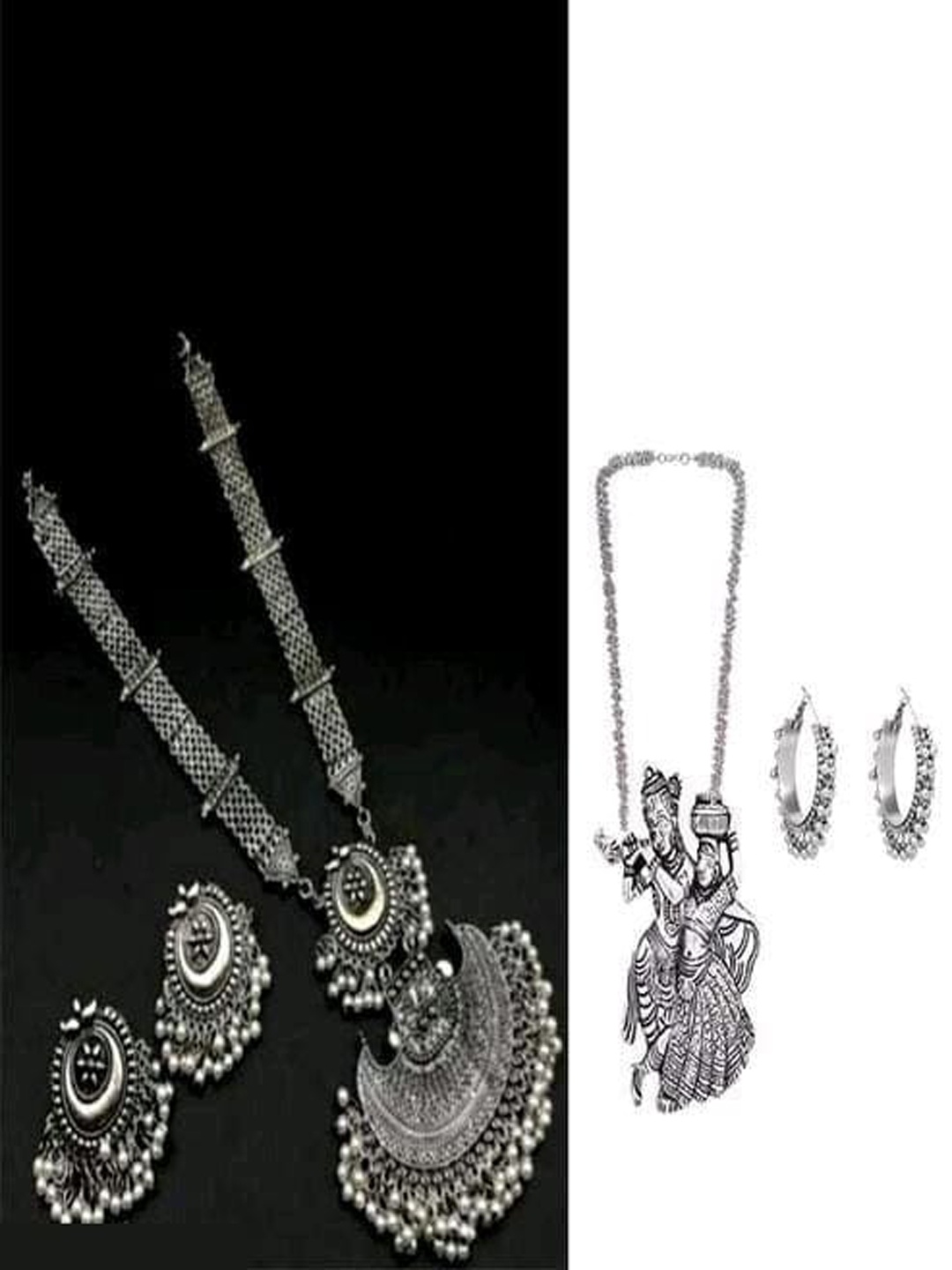 

Samridhi DC Set Of 2 Silver-Plated Beaded Necklace & Earrings