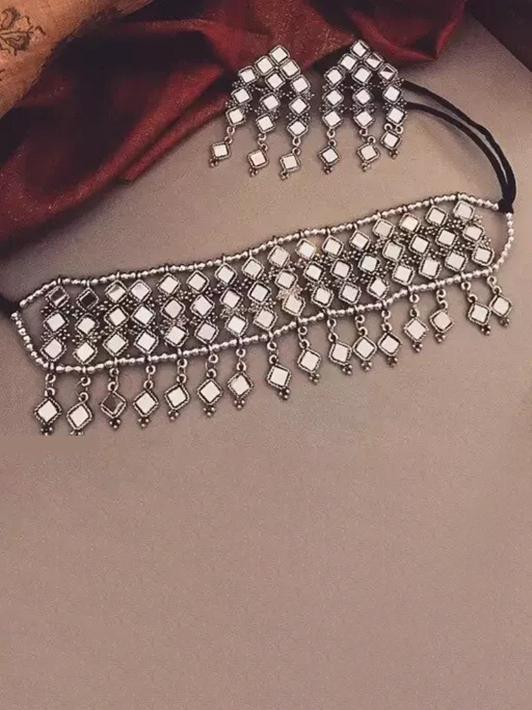 

Samridhi DC Set Of 2 Oxidised Silver-Plated Beaded Oxidised Jewellery Set