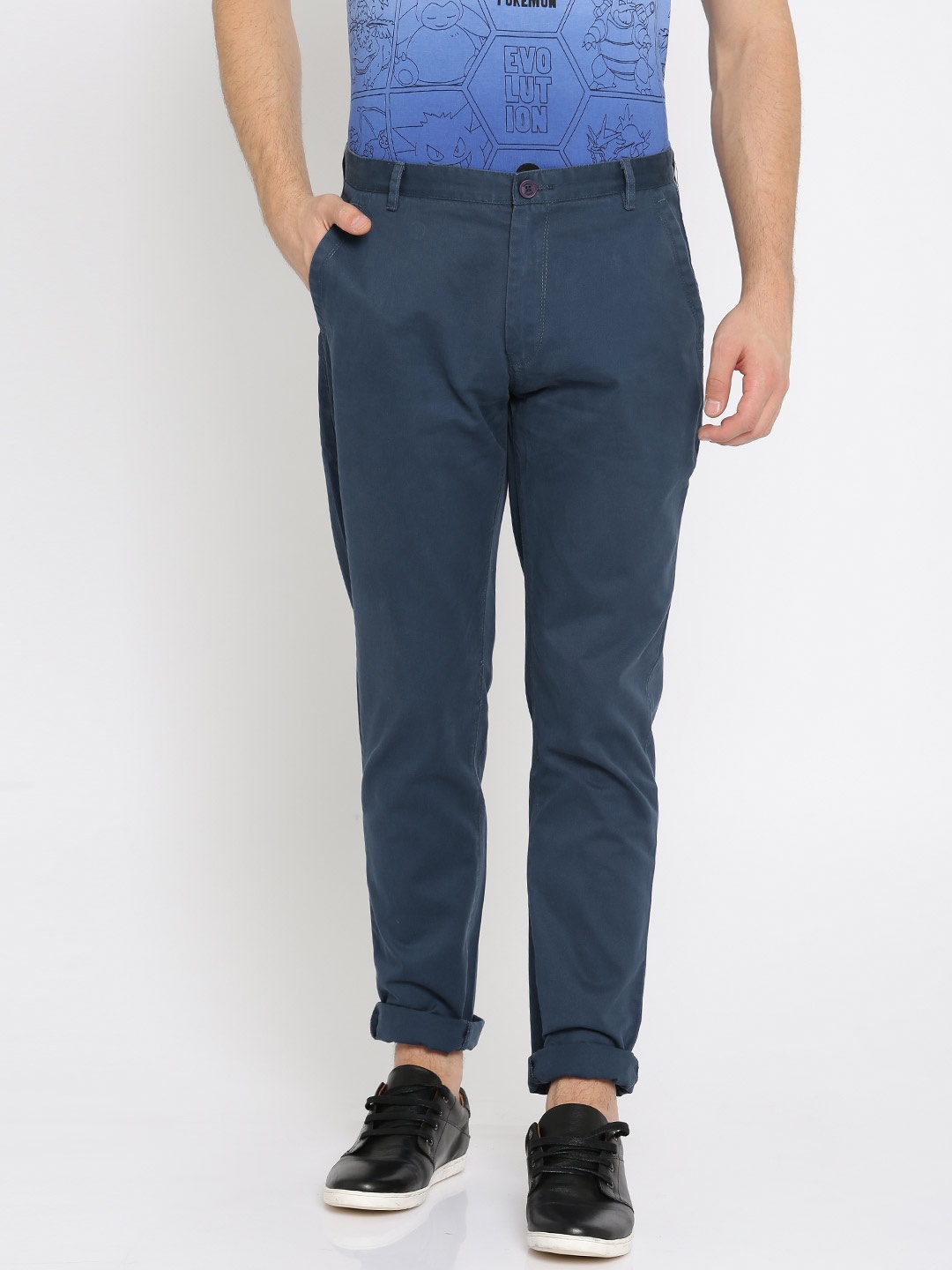 

Kook N Keech Men Blue Regular Fit Solid Chinos