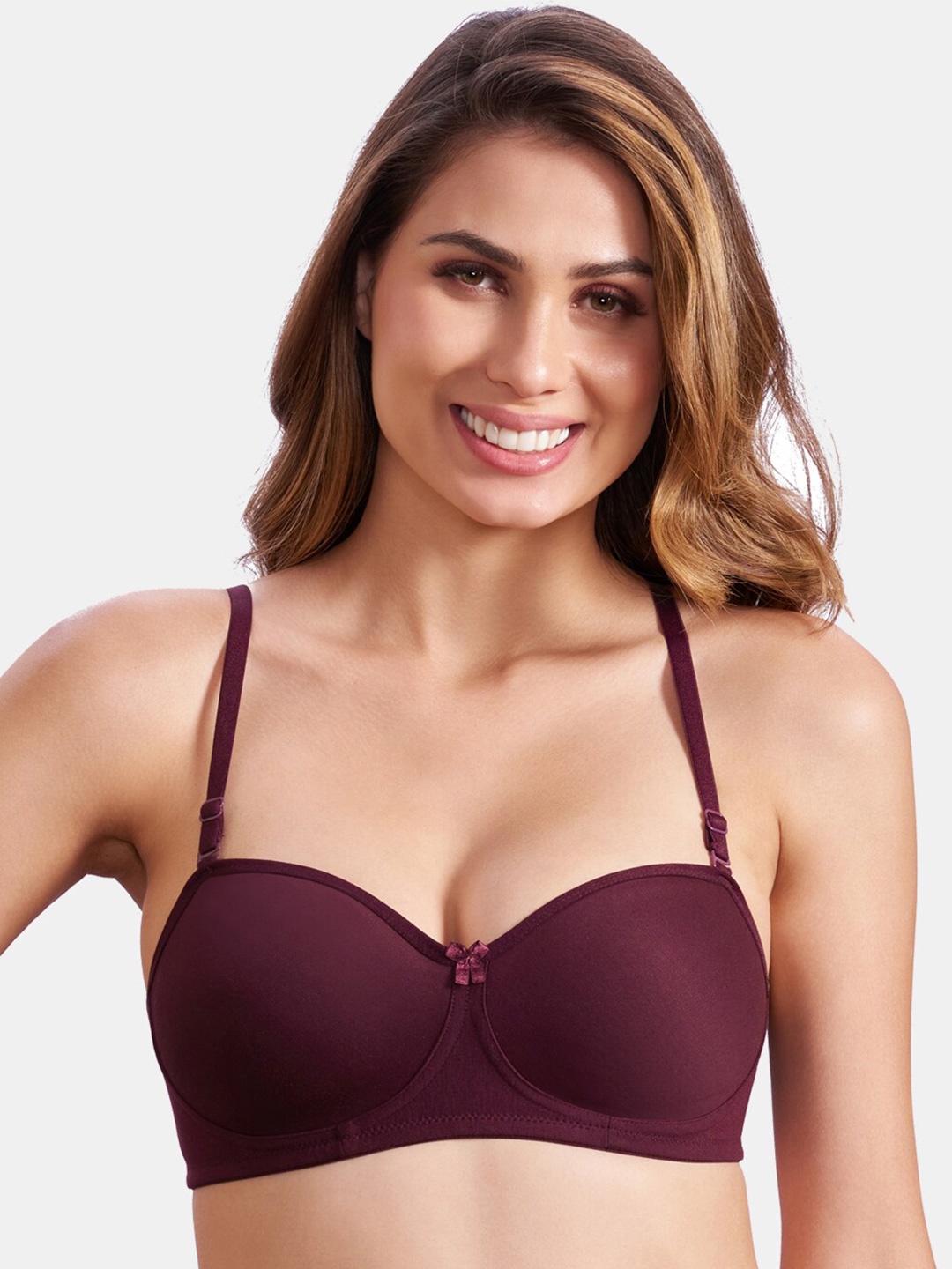 

MAROON Cotton Medium Coverage All Day Comfort Seamless Balconette Bra, Purple