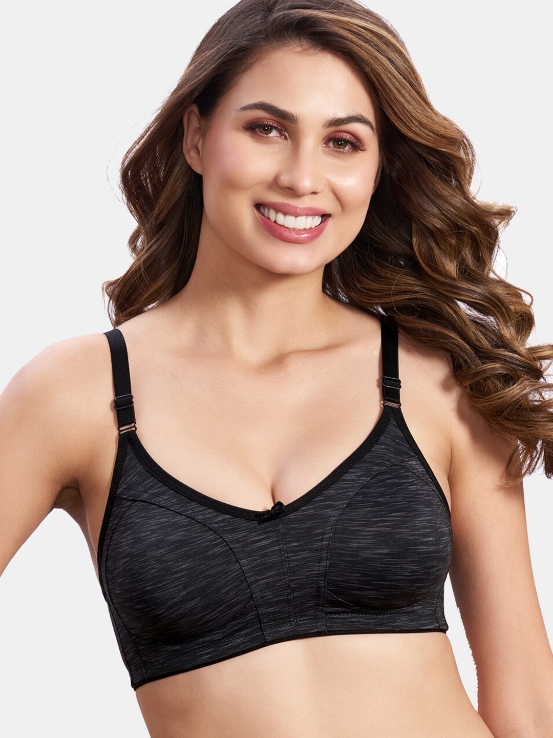 

MAROON Full Coverage Non-Wired Non-Padded Seamless Cotton Full Support Everyday Bra, Black