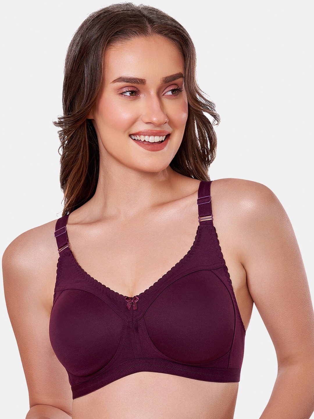 

MAROON Non Padded All Day Comfort Full Coverage Seamless Super Support T-shirt Bra, Purple