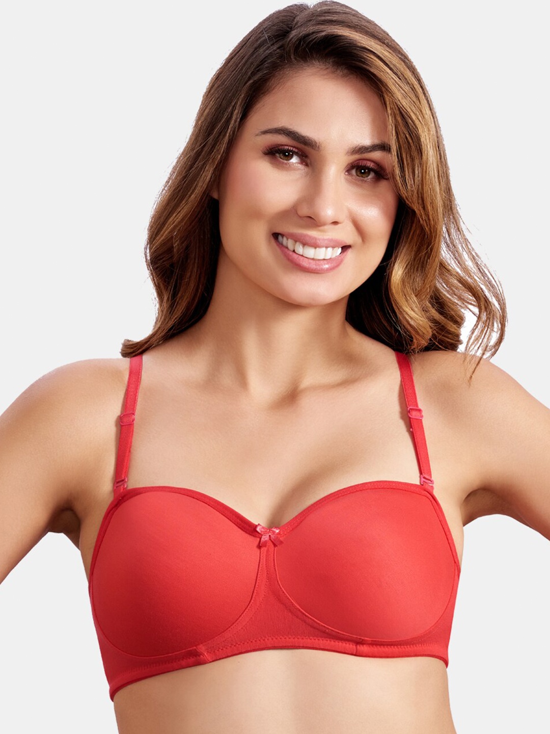 

MAROON Medium Coverage Non-Wired Non-Padded Pure Cotton Balconette Bra, Rose