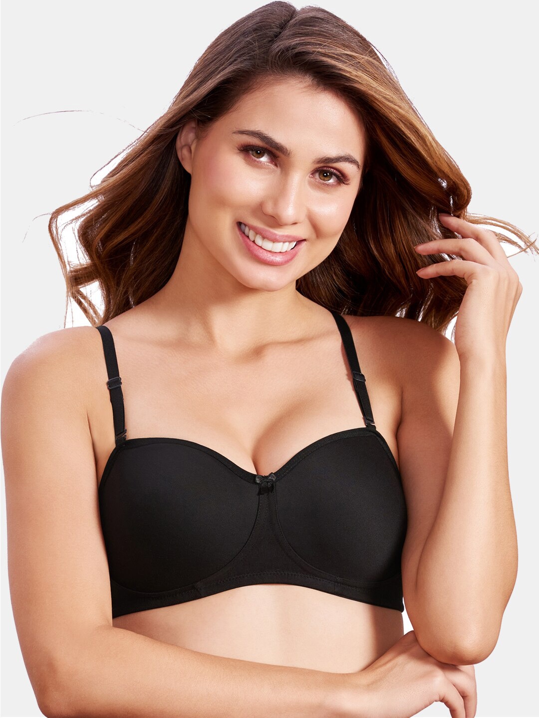 

MAROON Medium Coverage Non-Wired Non-Padded Pure Cotton Balconette Bra, Black