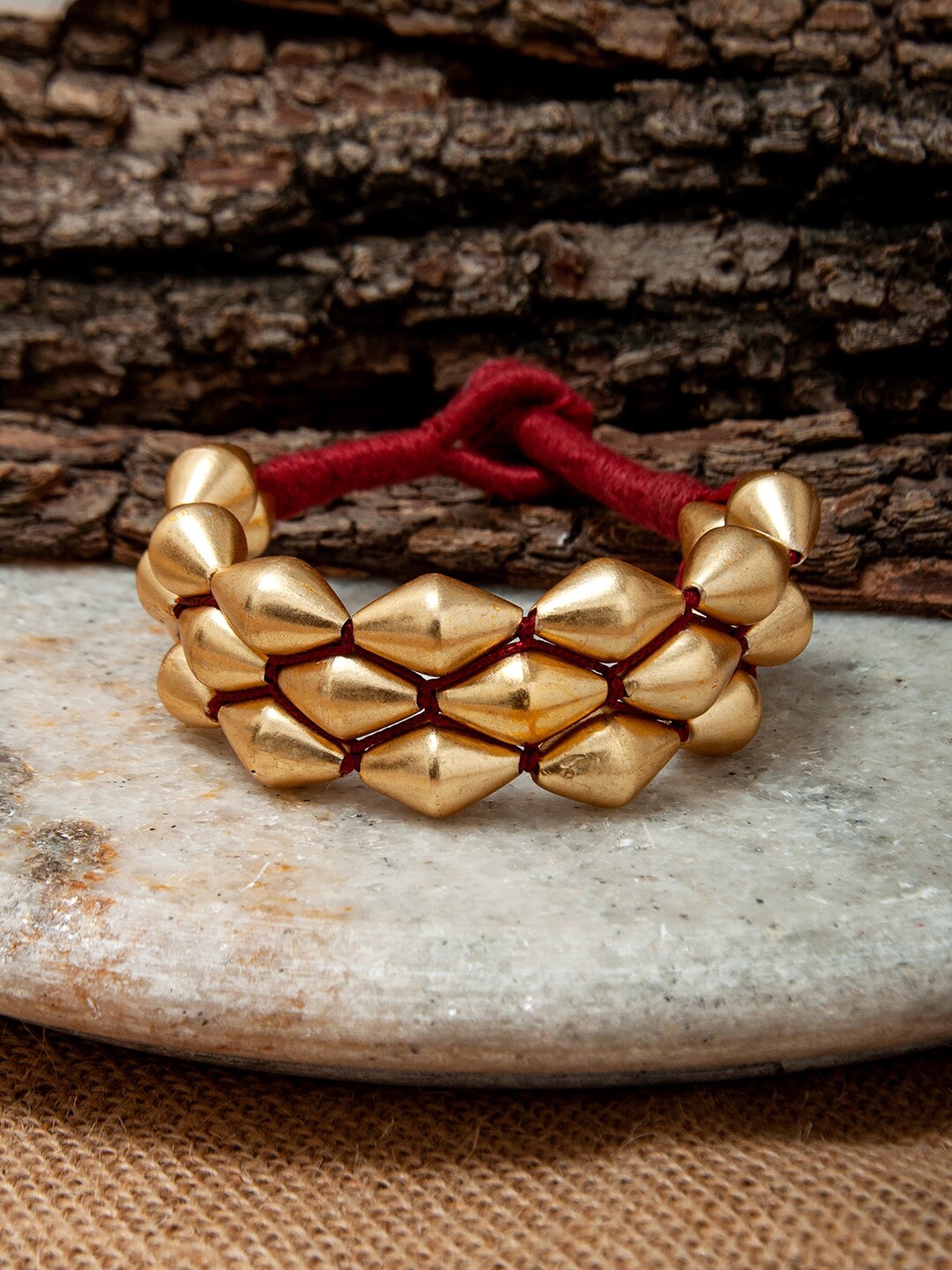 

Neeta Boochra Women Sterling Silver Gold-Plated Wraparound Bracelet