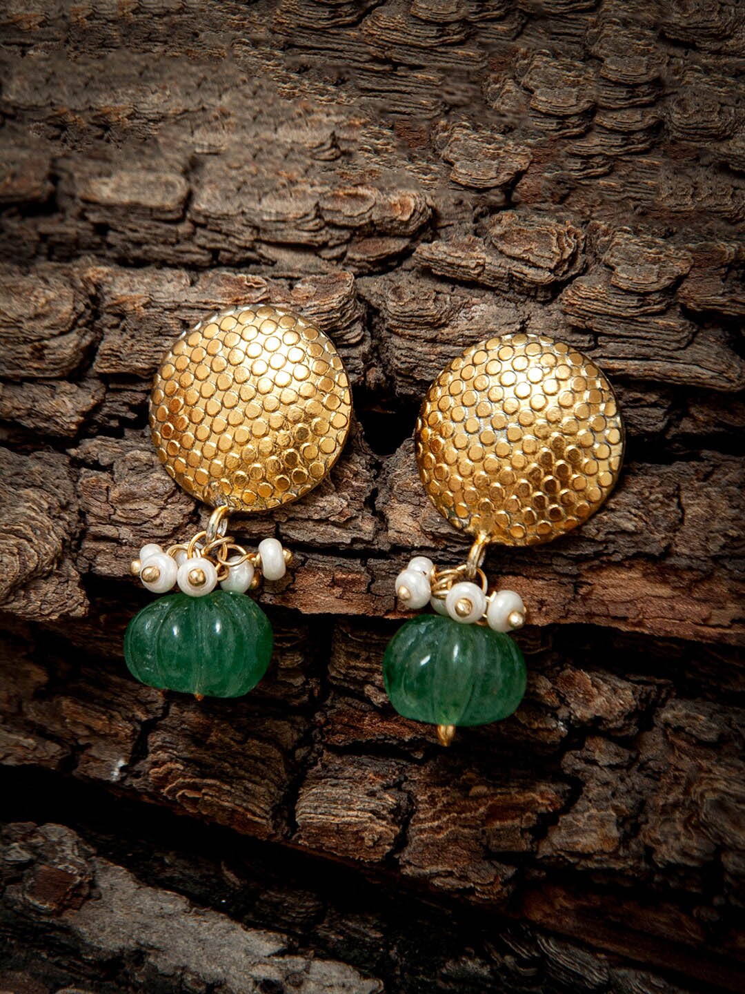 

Neeta Boochra 92.5 Sterling Silver Gold-Plated Contemporary Drop Earrings