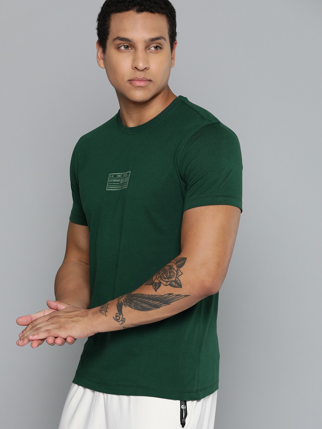 

HRX by Hrithik Roshan Men Printed Detail T-shirt, Green